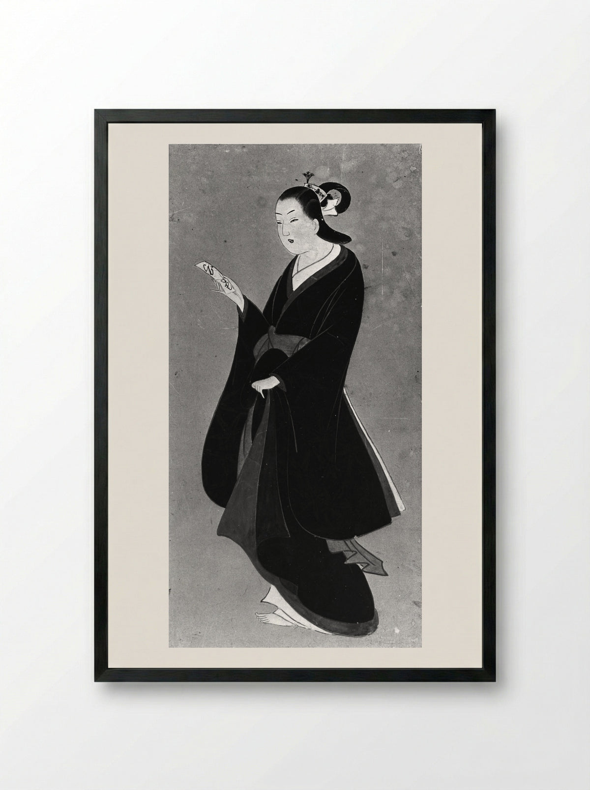 Beauty with Letter - Kaigetsudō - Framed Print Black