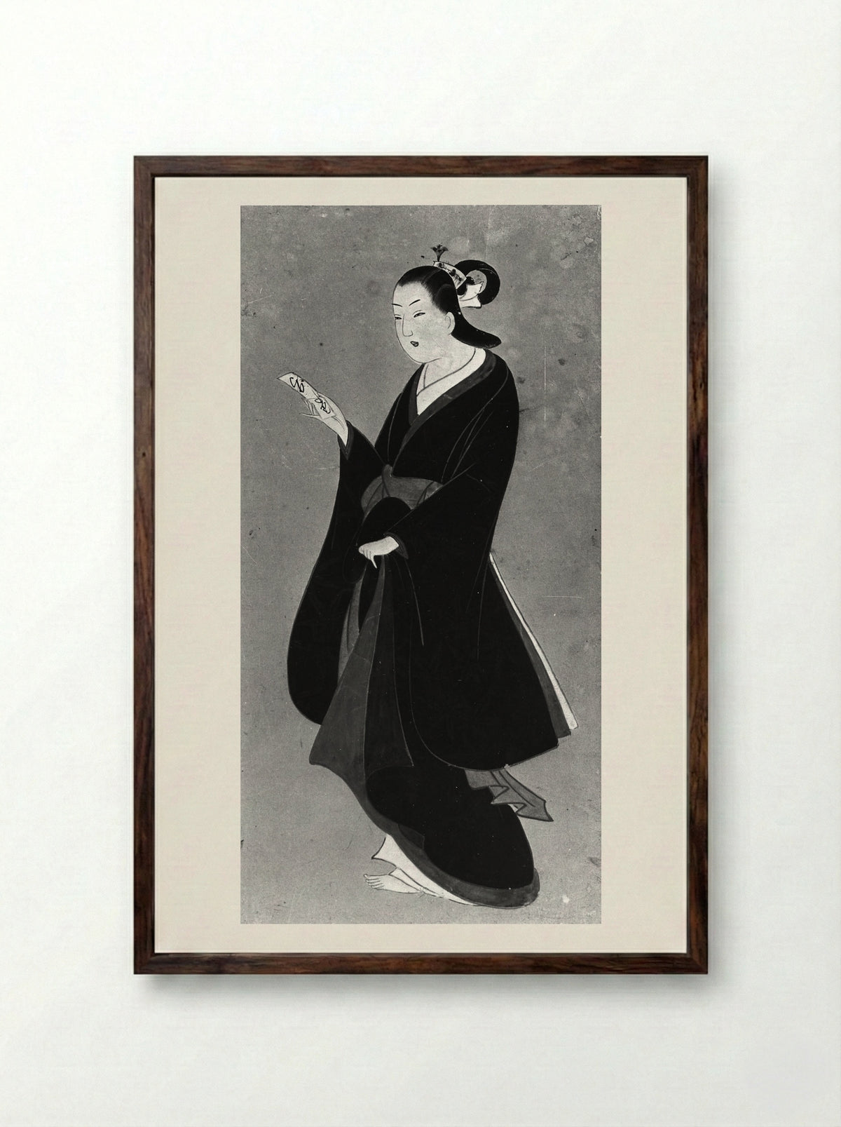 Beauty with Letter - Kaigetsudō - Framed Print Dark Wood