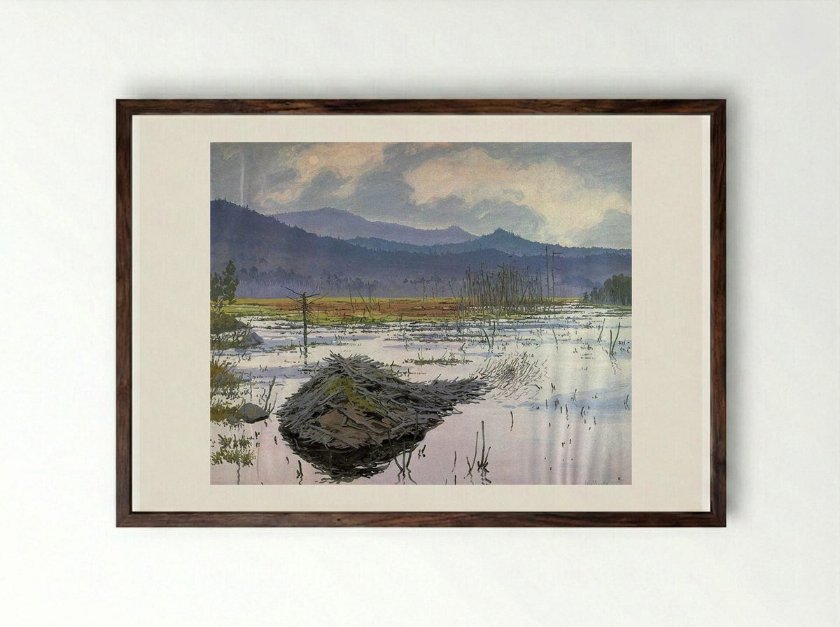 Beaver Pond - Neil Welliver - Framed Print Dark Wood