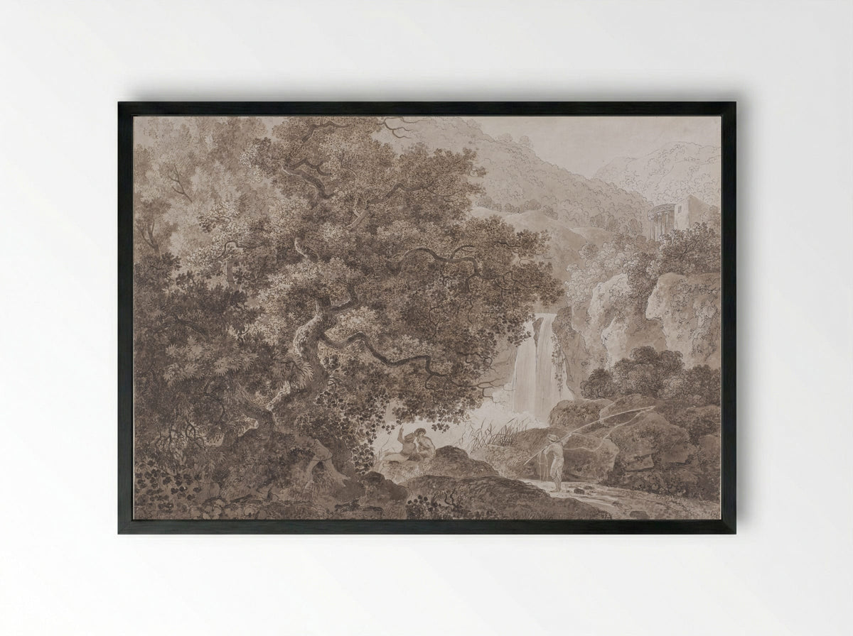Bebost berglandschap (Tivoli) - Johann Conrad Steiner - Framed Print Black