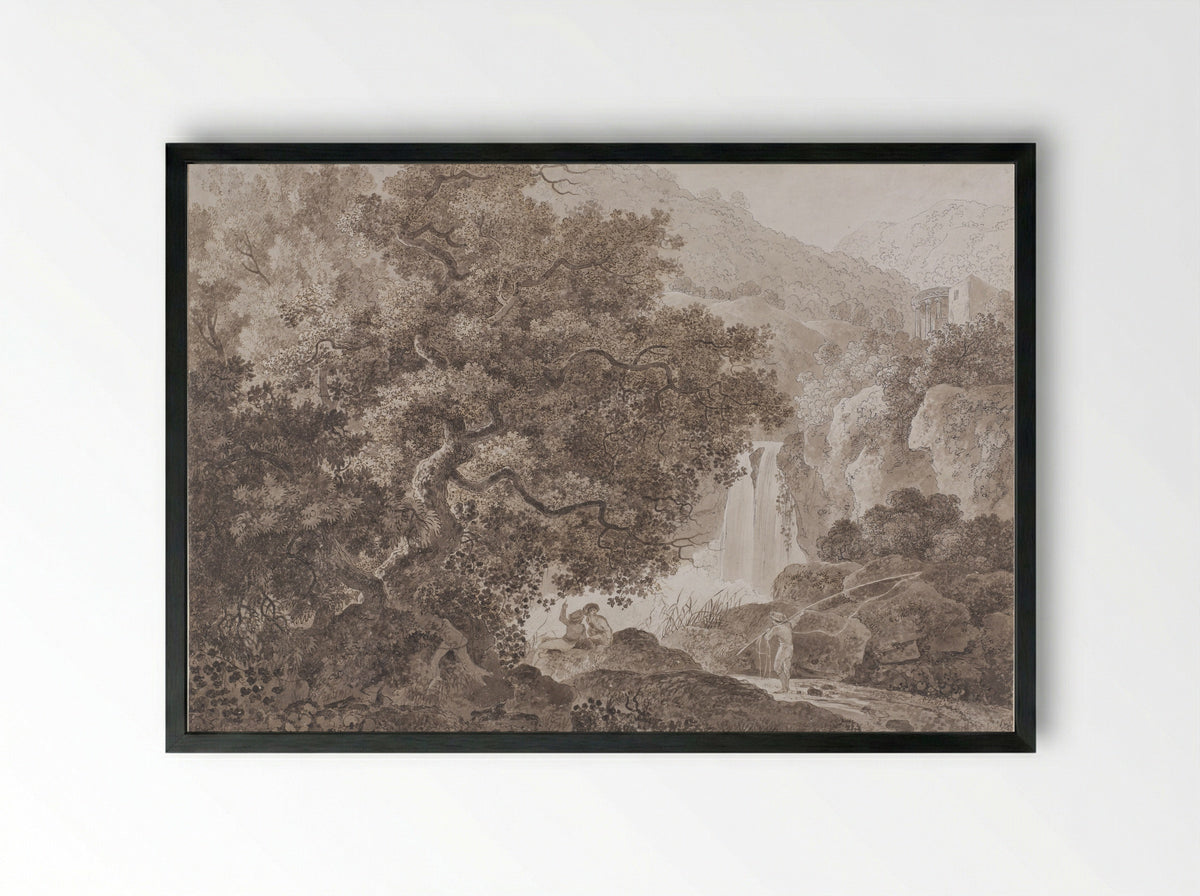 Bebost berglandschap (Tivoli) - Johann Conrad Steiner - Framed Print Black