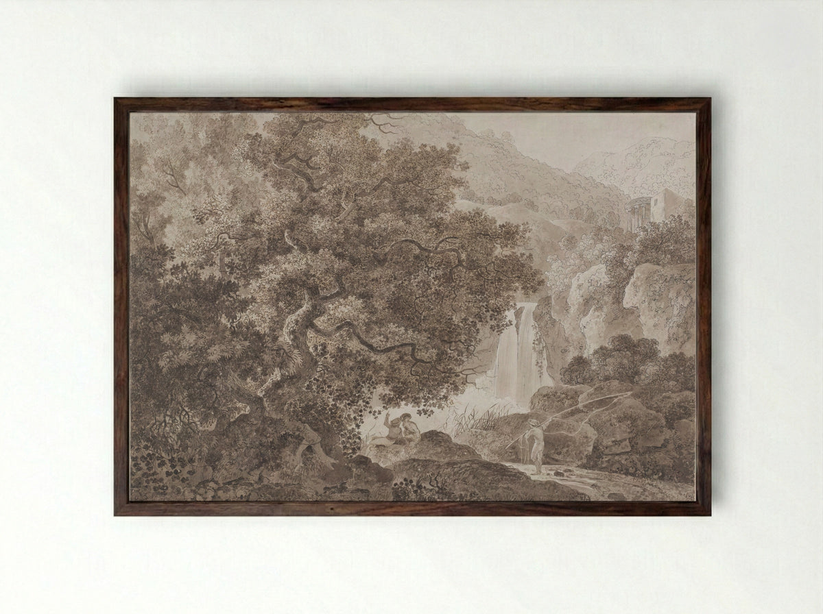 Bebost berglandschap (Tivoli) - Johann Conrad Steiner - Framed Print Dark Wood