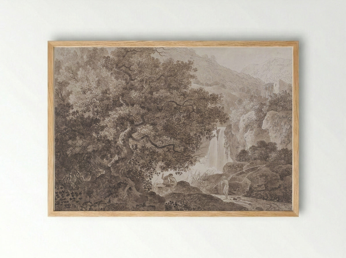 Bebost berglandschap (Tivoli) - Johann Conrad Steiner - Framed Print Wood