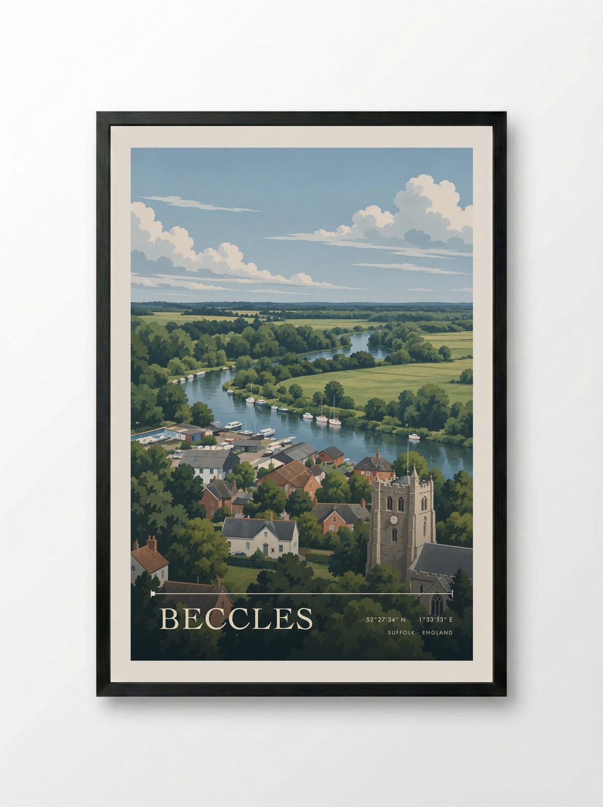 Beccles, Suffolk | Travel Poster - Framed Print Black