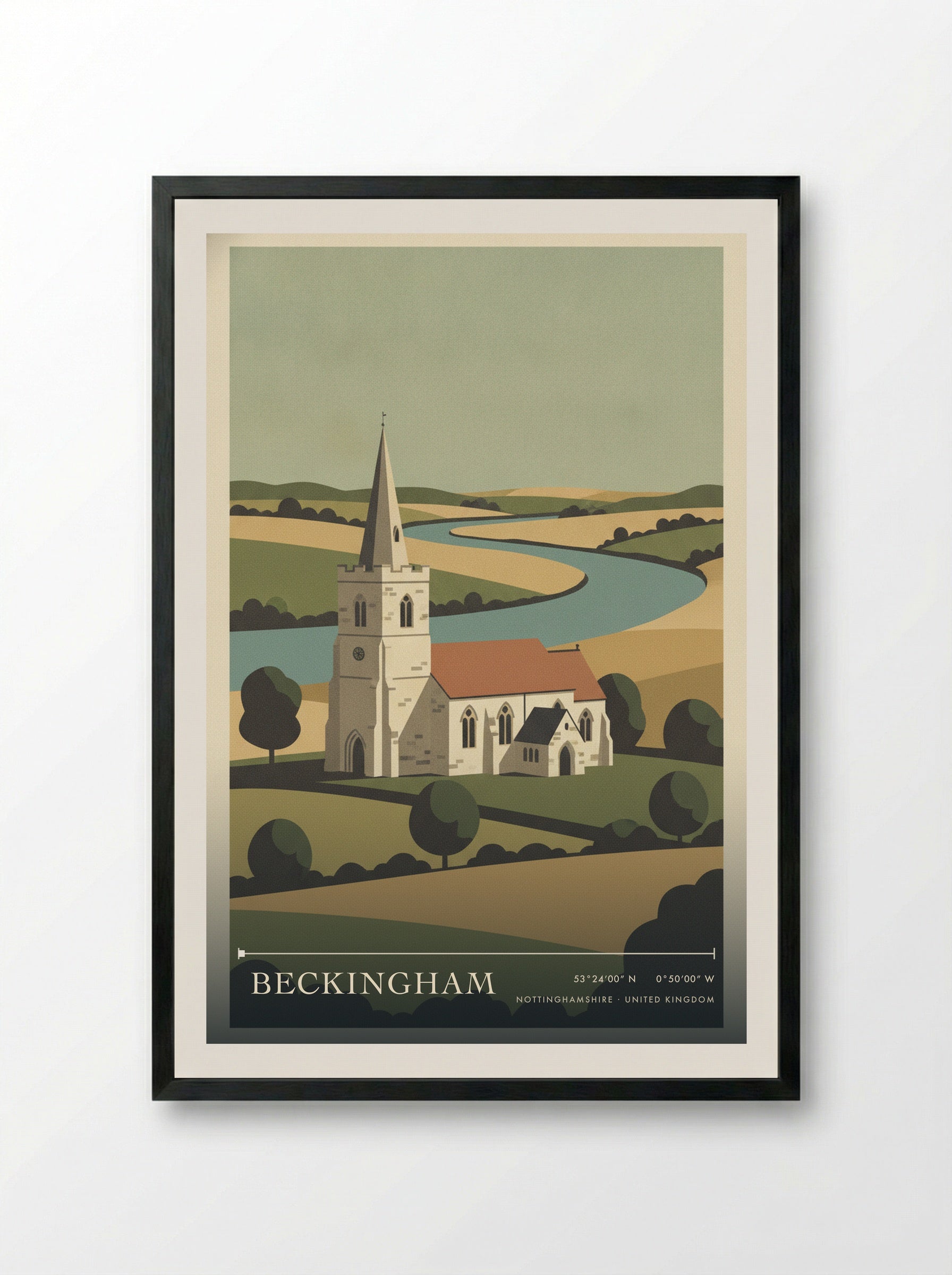 Beckingham Nottinghamshire United Kingdom Travel Poster - Framed Print Black