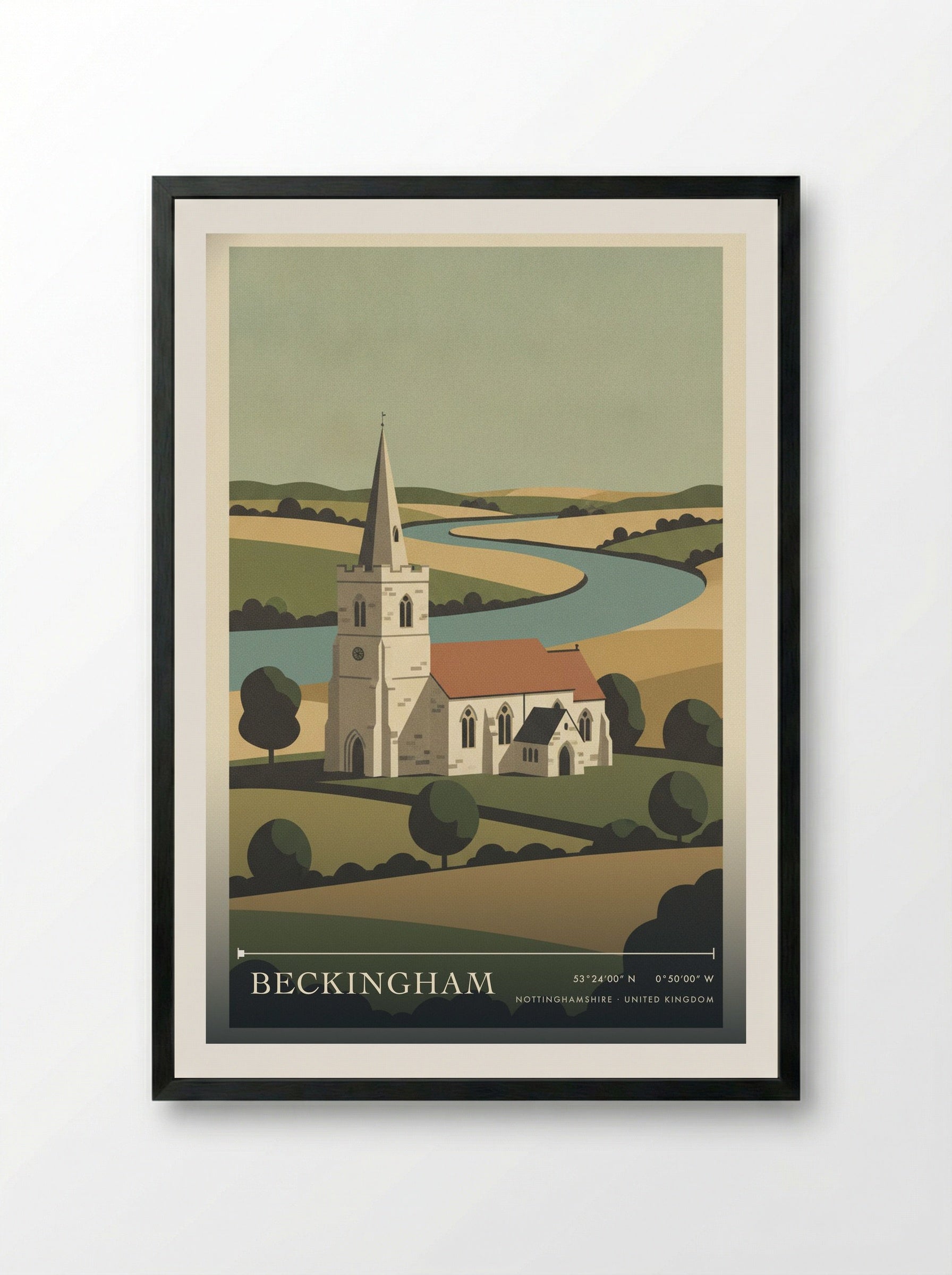 Beckingham Nottinghamshire United Kingdom Travel Poster - Framed Print Black