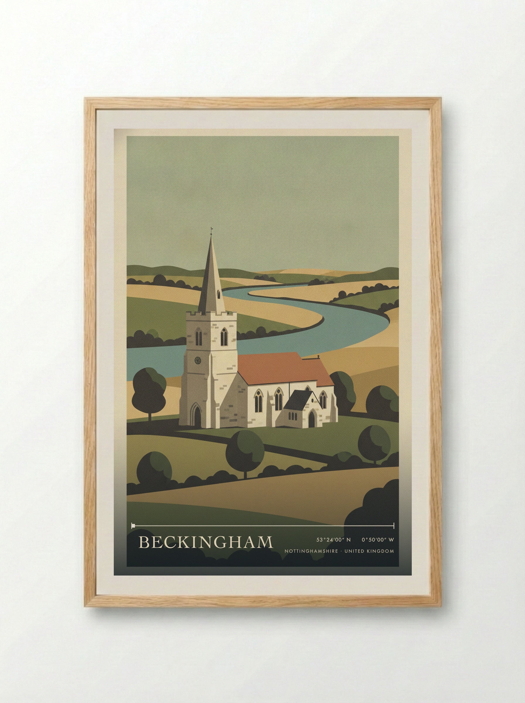 Beckingham Nottinghamshire United Kingdom Travel Poster - Framed Print Wood