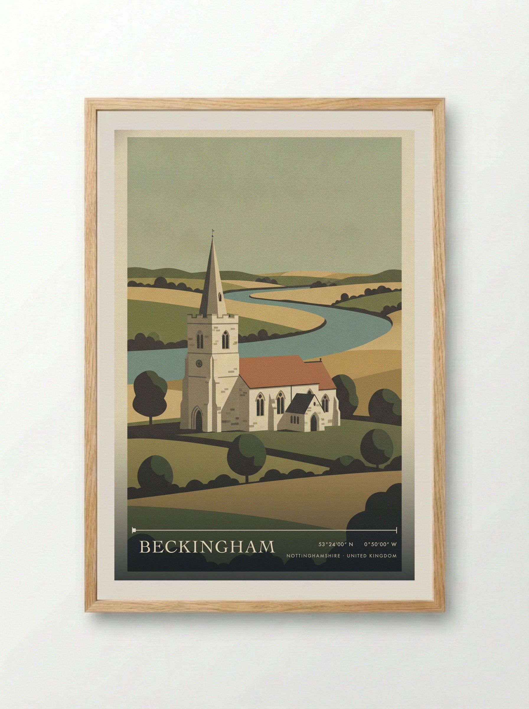 Beckingham Nottinghamshire United Kingdom Travel Poster - Framed Print Wood