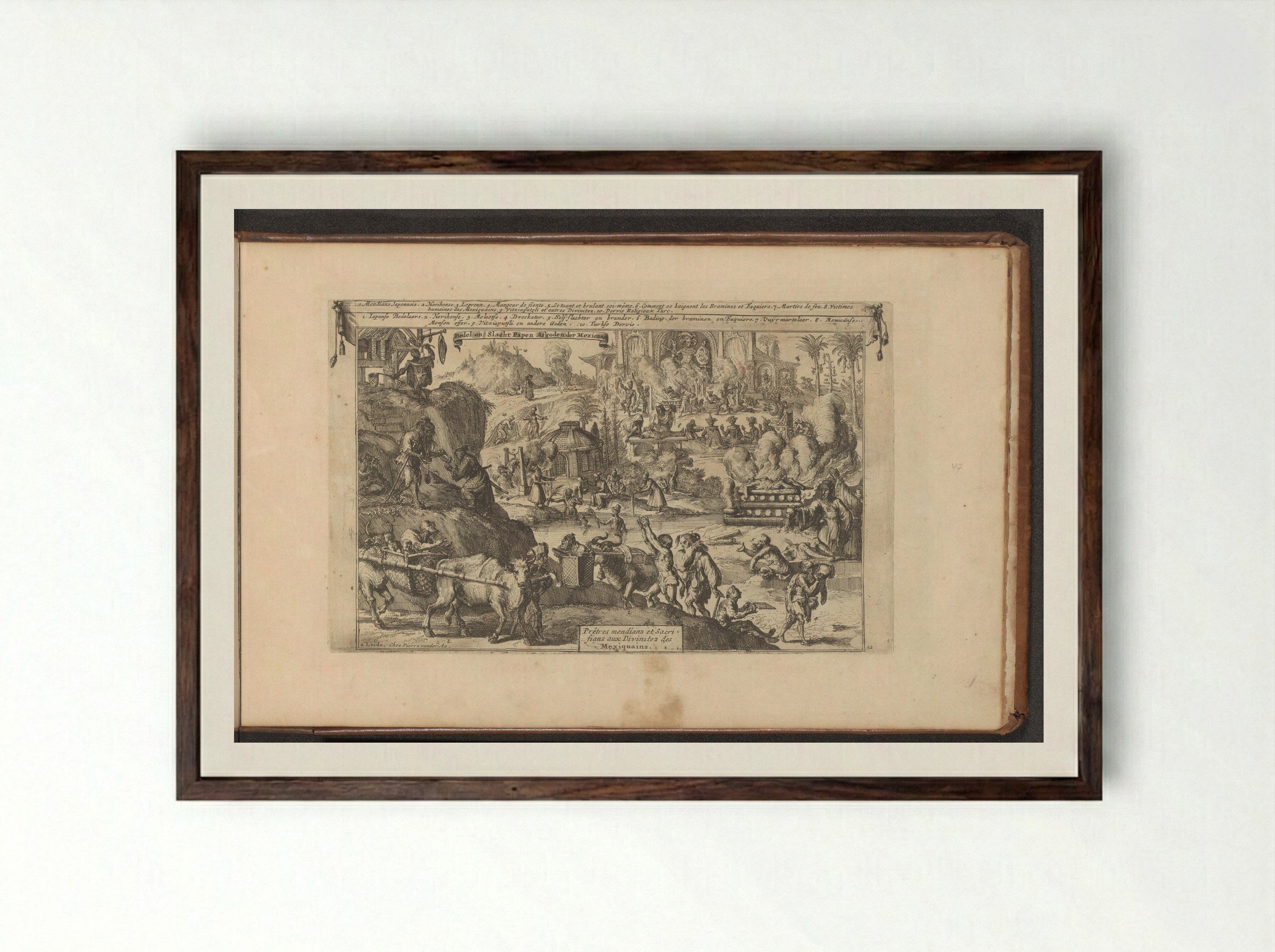 Bedelaars in Oost- en West-Indië - Romeyn de Hooghe - Framed Print Dark Wood