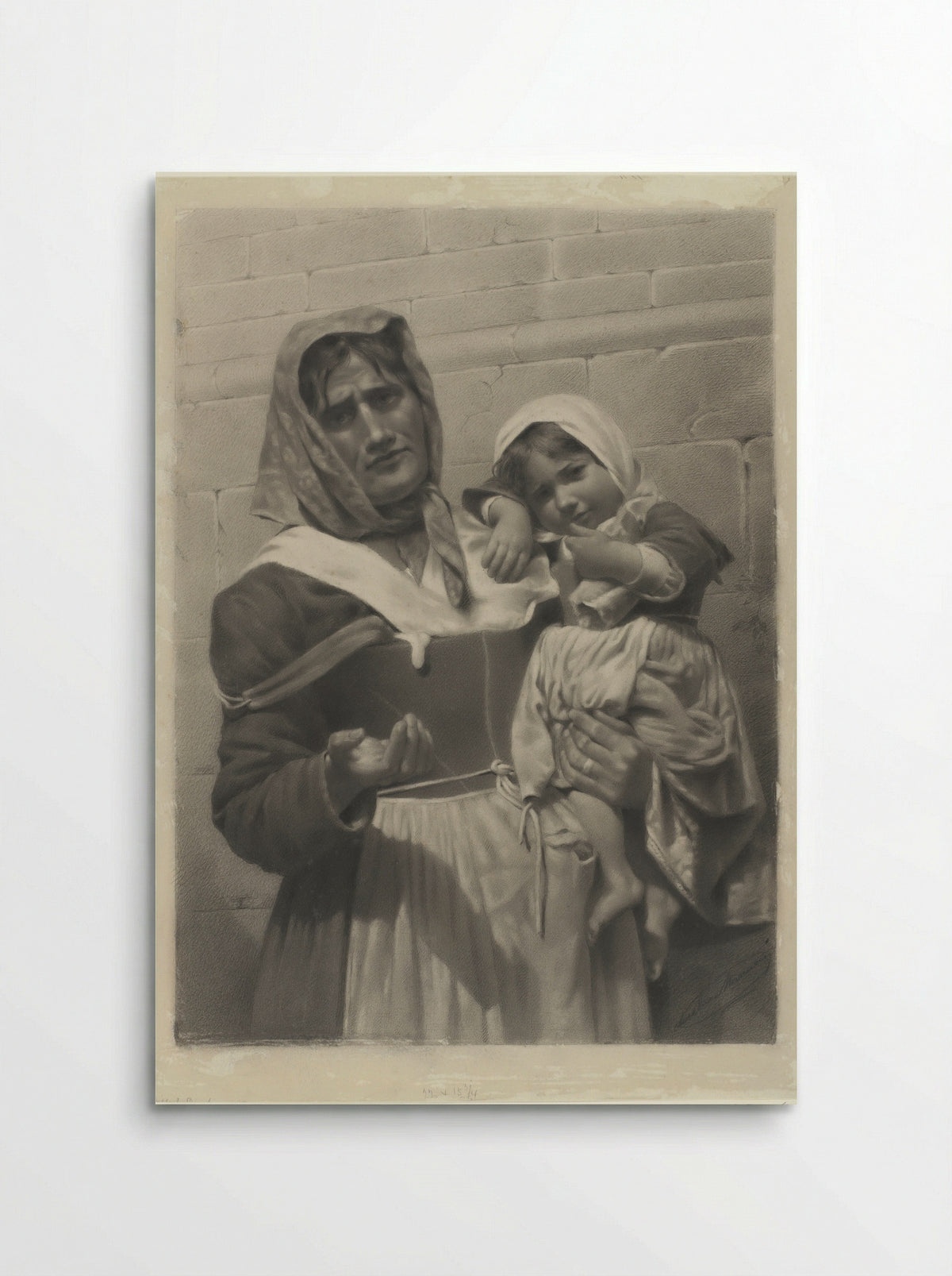 Bedelende moeder met kind op de arm - Aurelia Marucci - Poster