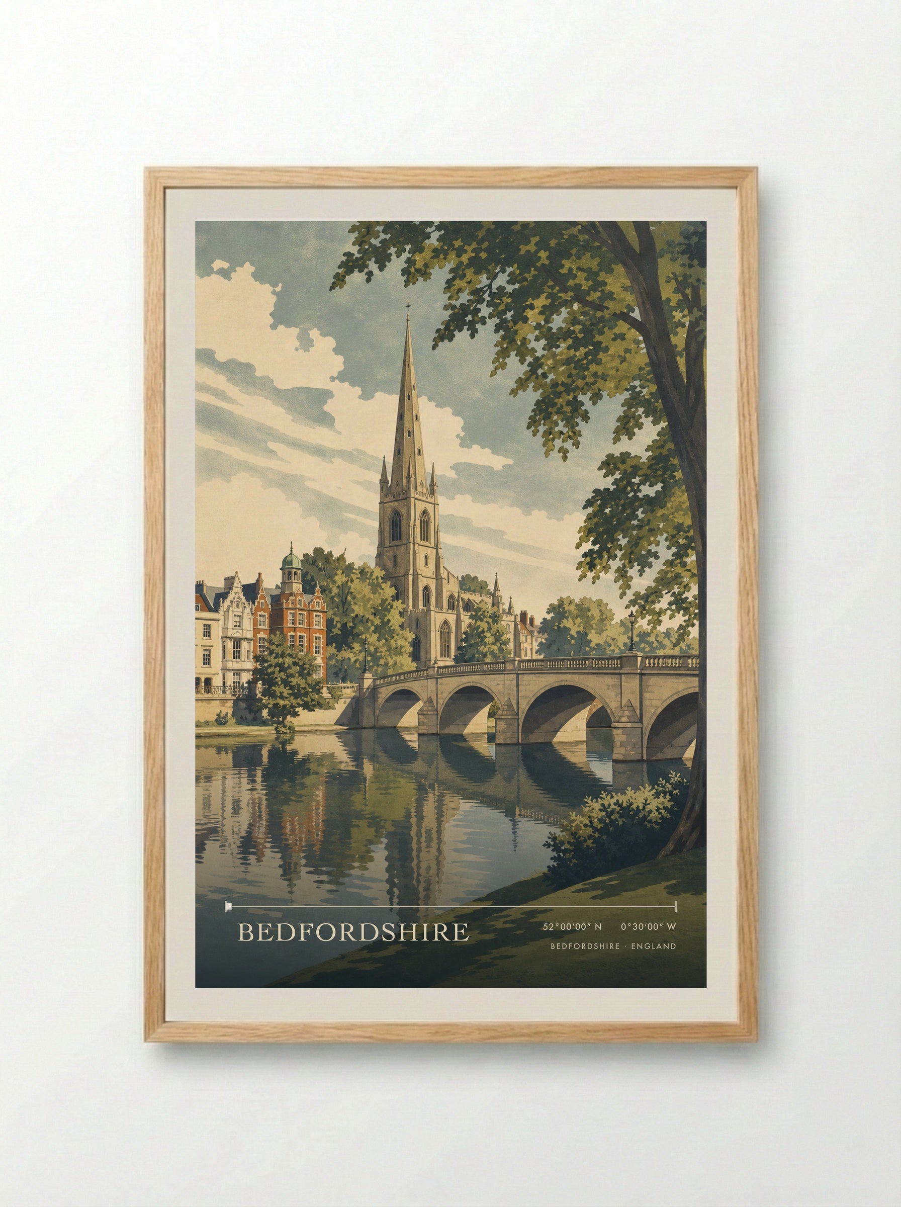 Bedfordshire England Travel Poster - Framed Print Wood