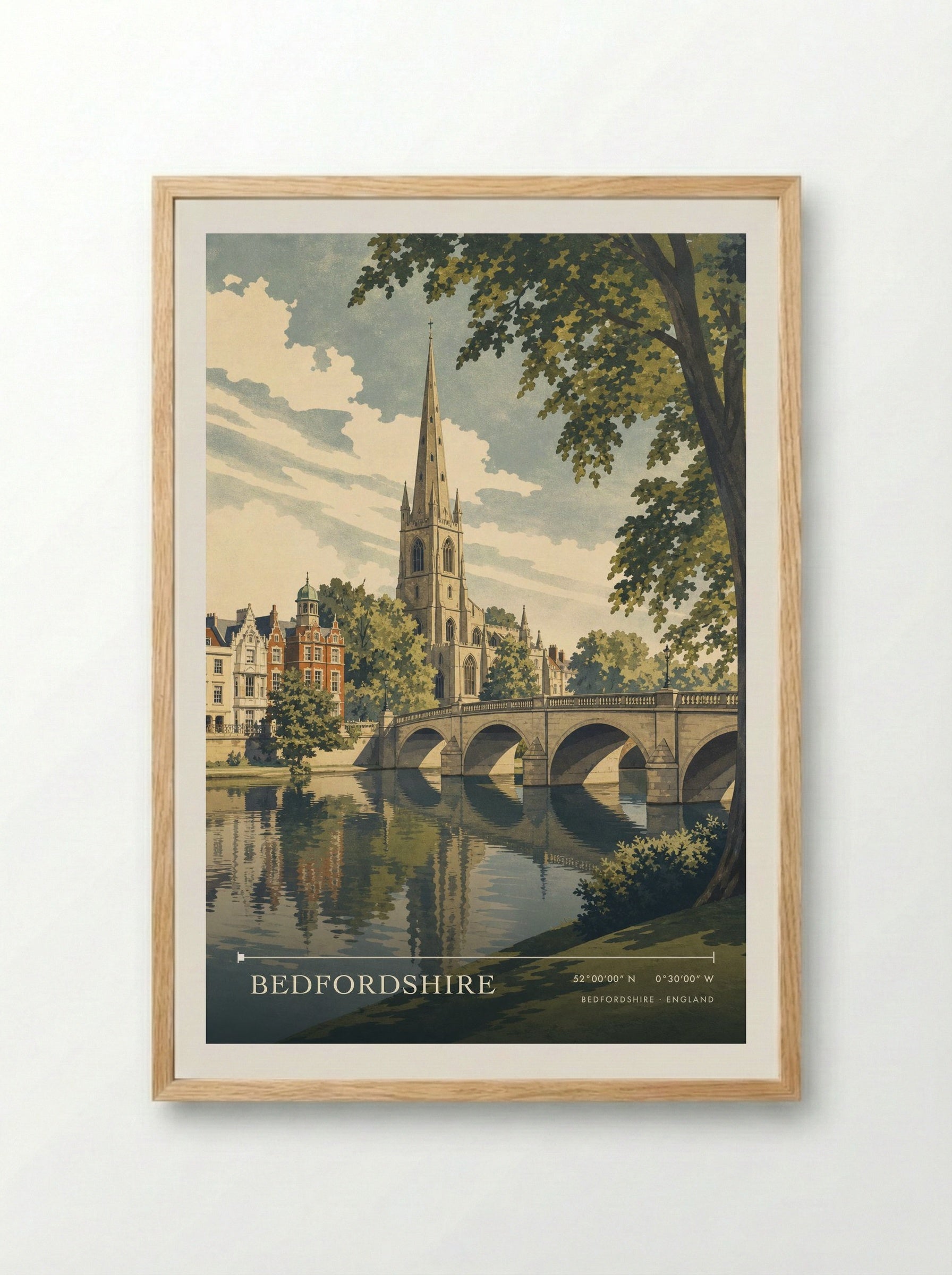 Bedfordshire England Travel Poster - Framed Print Wood