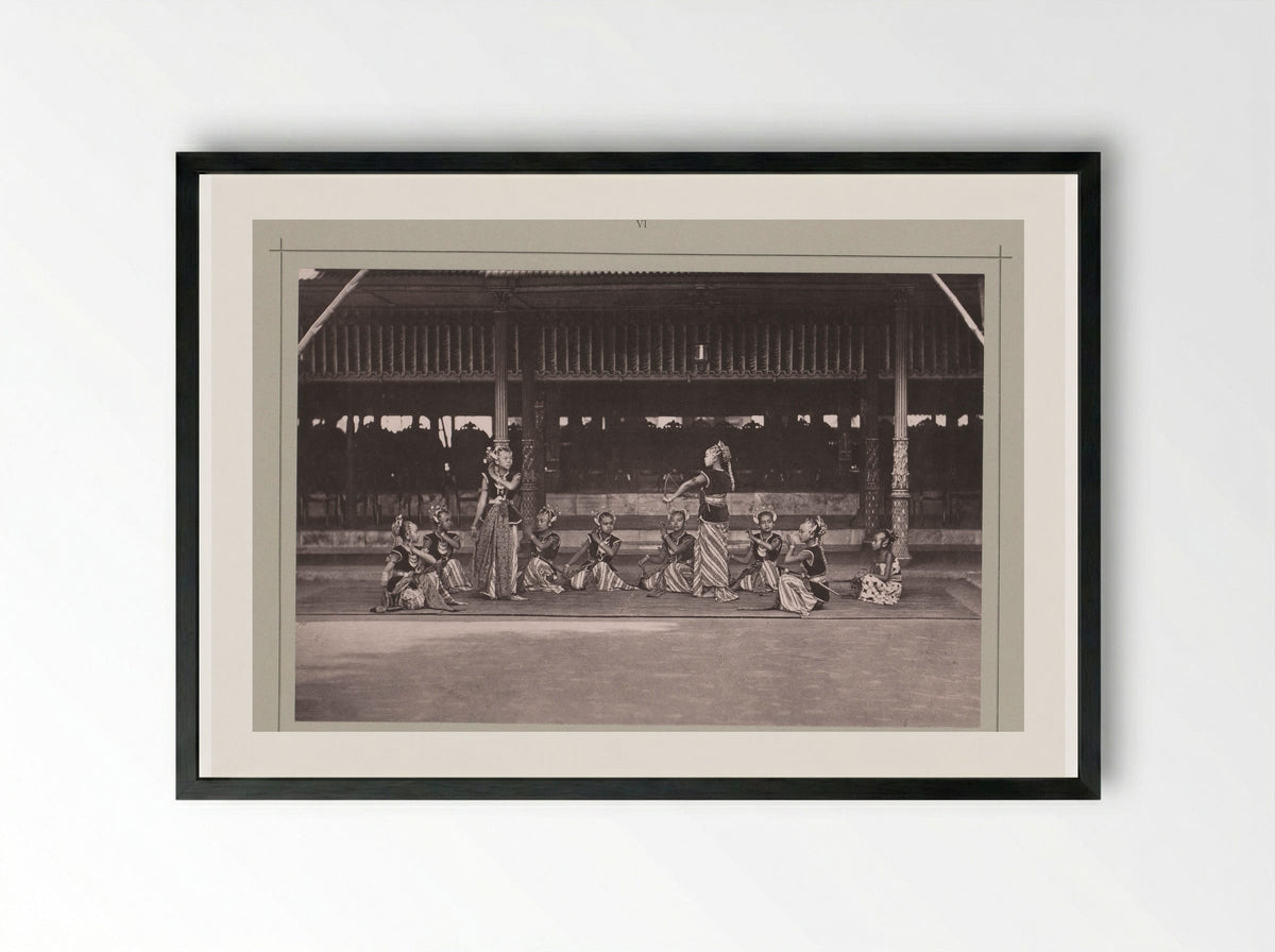 Bedhaya Dancers at the Kraton Ngayogyakarta Hadiningrat - Kassian Céphas - Framed Print Black