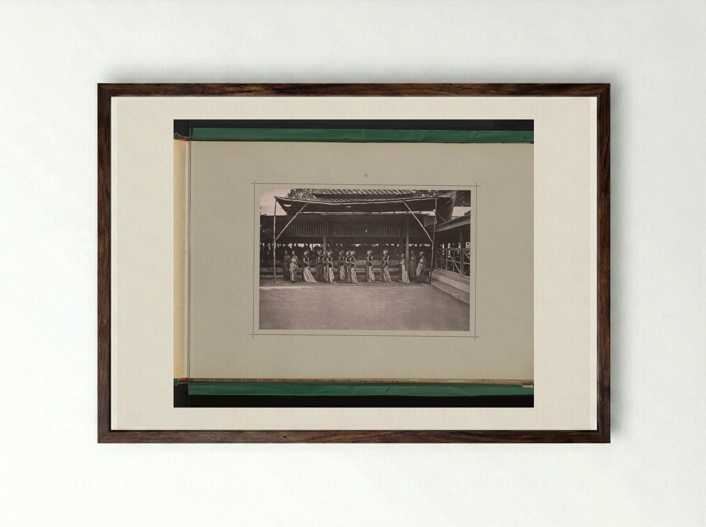 Bedhaya Dancers at the Kraton, Yogyakarta - Kassian Céphas - Framed Print Dark Wood