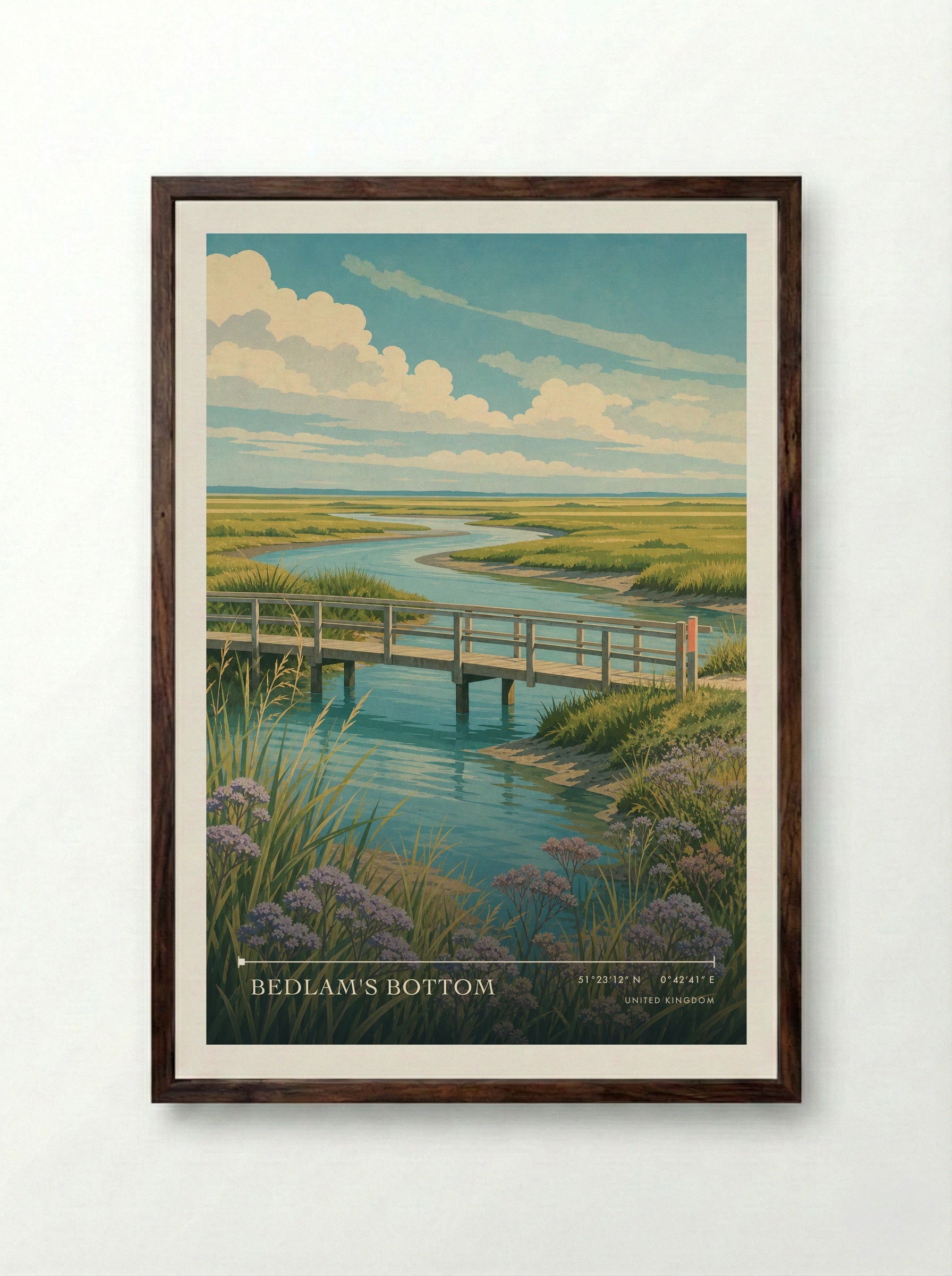 Bedlam's Bottom United Kingdom Travel Poster - Framed Print Dark Wood
