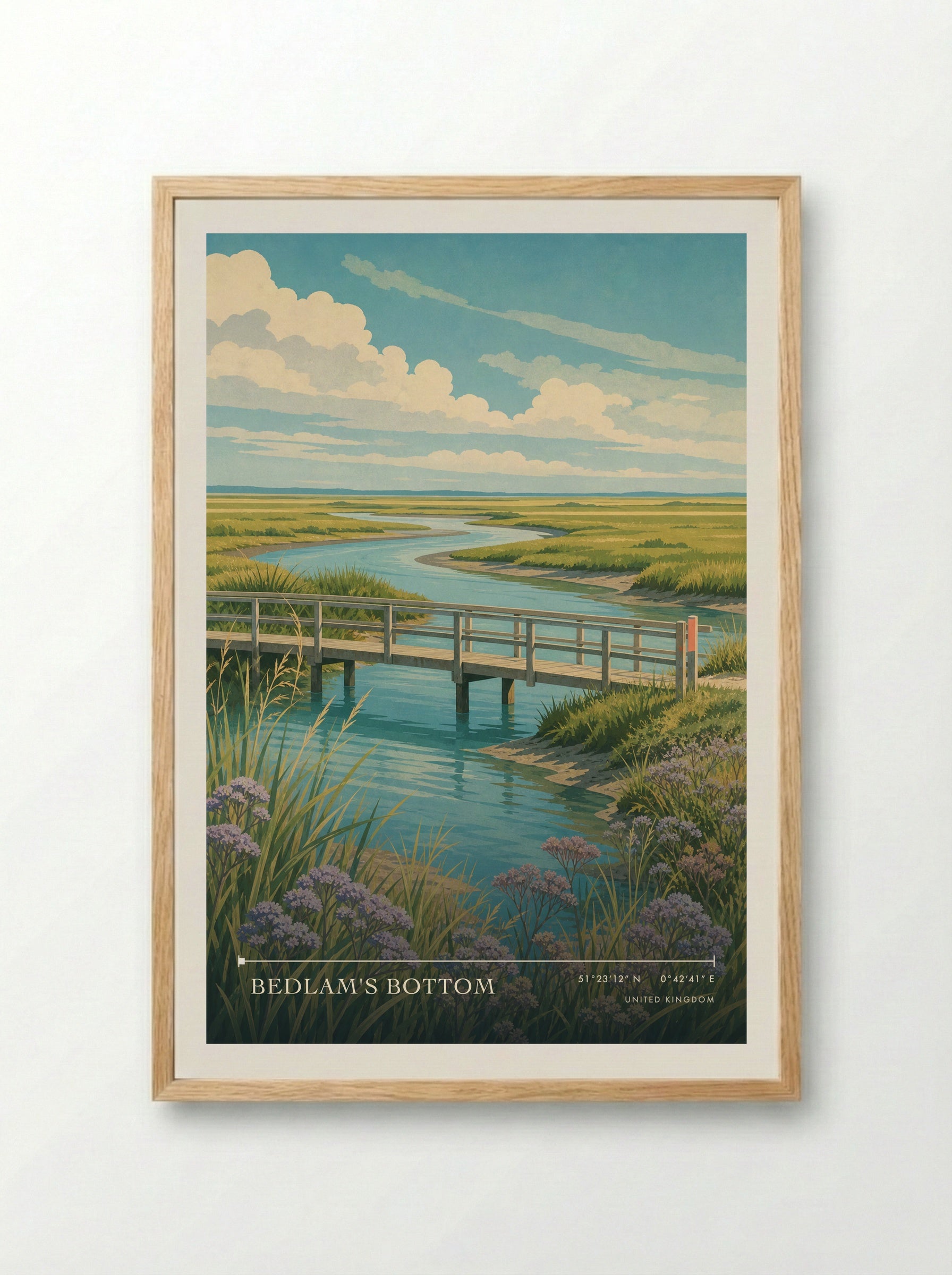 Bedlam's Bottom United Kingdom Travel Poster - Framed Print Wood