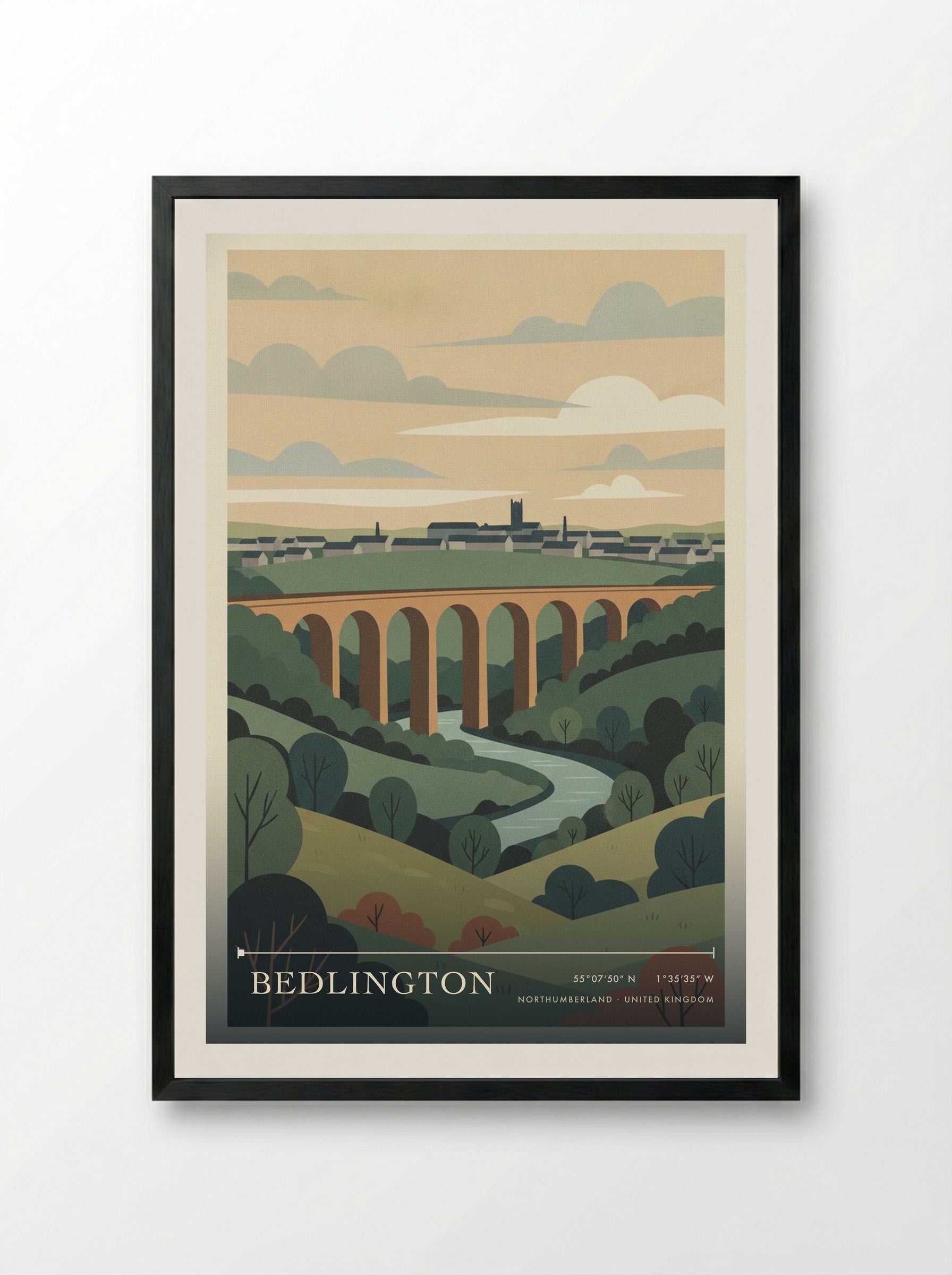 Bedlington Northumberland United Kingdom Travel Poster - Framed Print Black