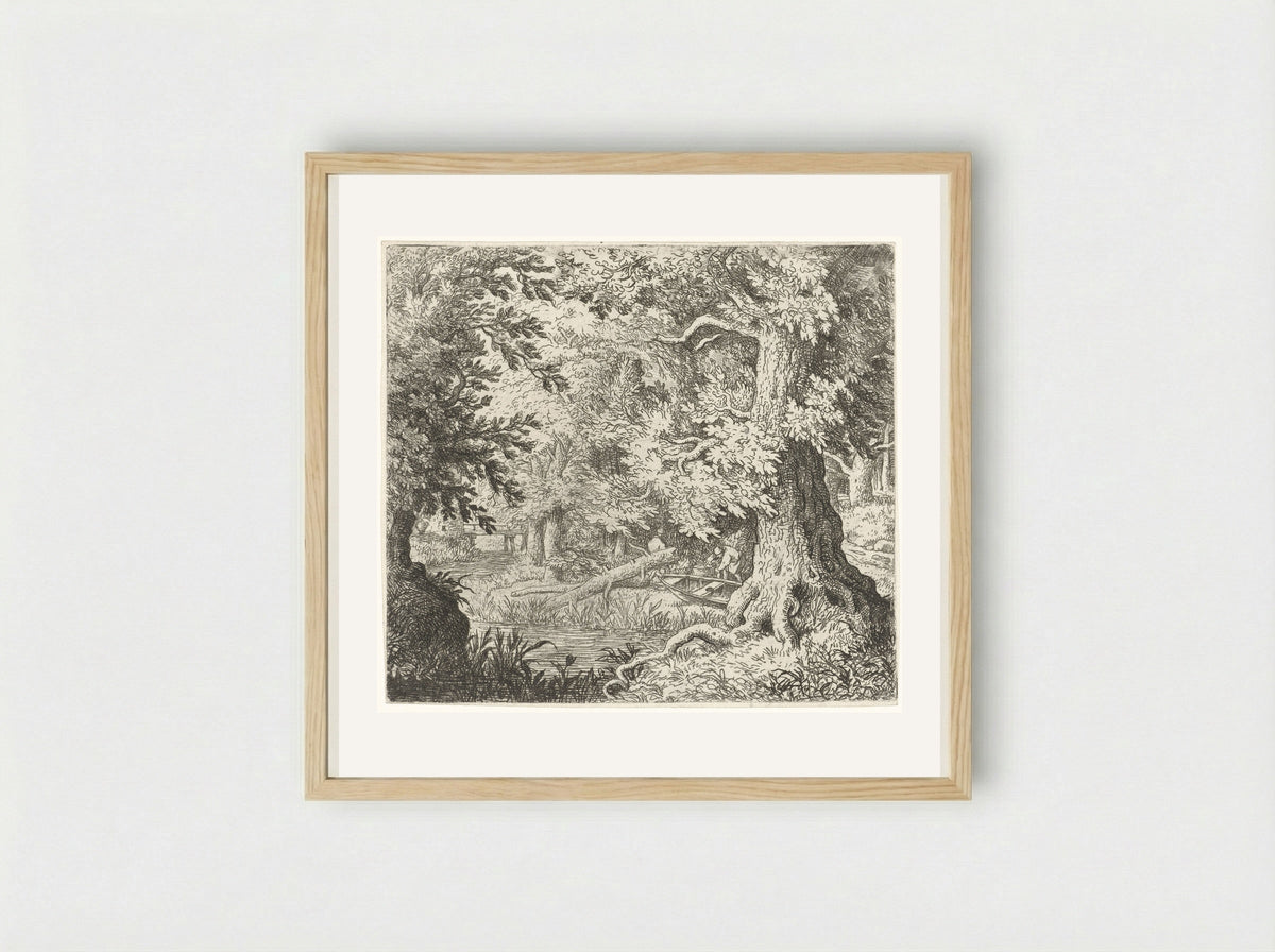 Beekje in het bos - Allaert van Everdingen - Framed Print Wood