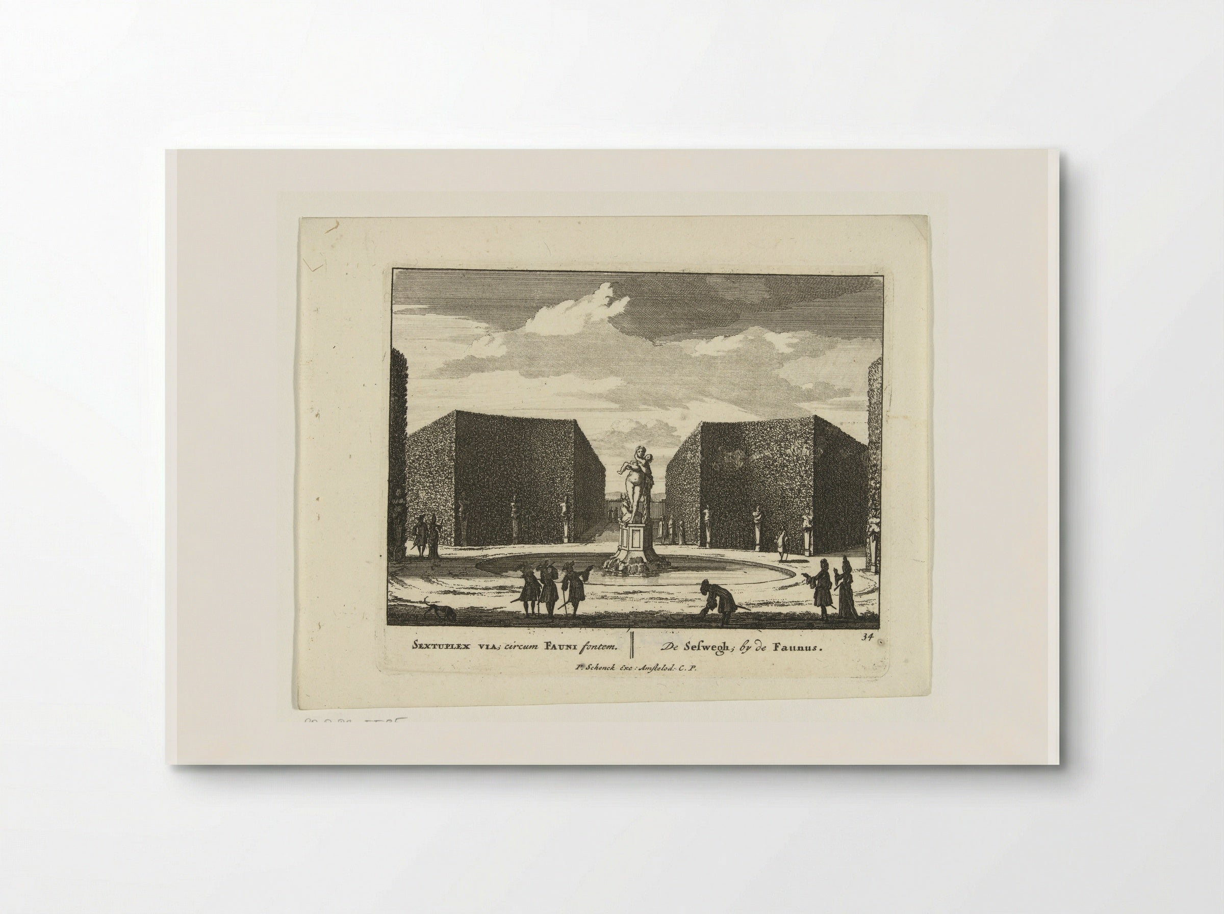 Beeld van de Faun in het doolhof van de tuinen van Paleis Het Loo - Jan van Call (I) - Poster