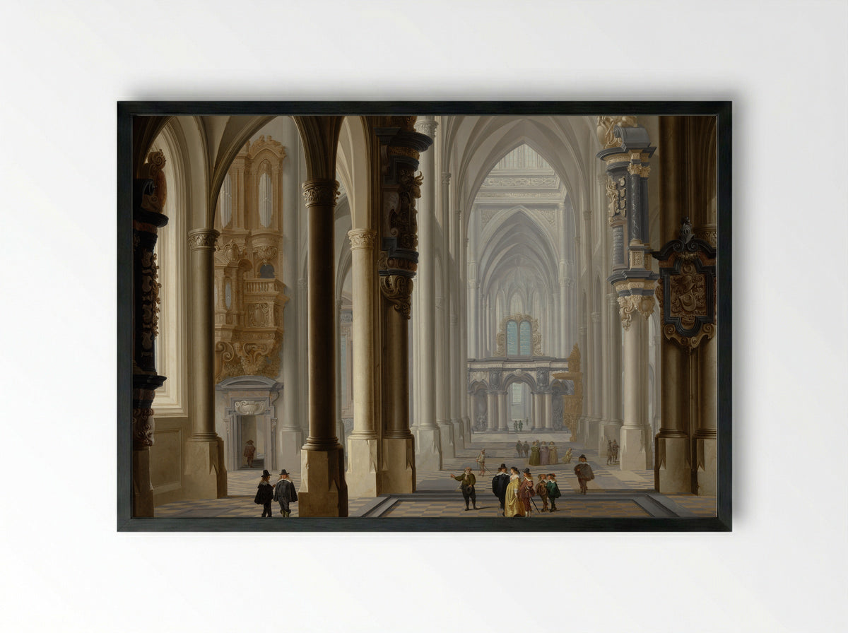 Beeldenstorm in een kerk - Dirck van Delen - Framed Print Black