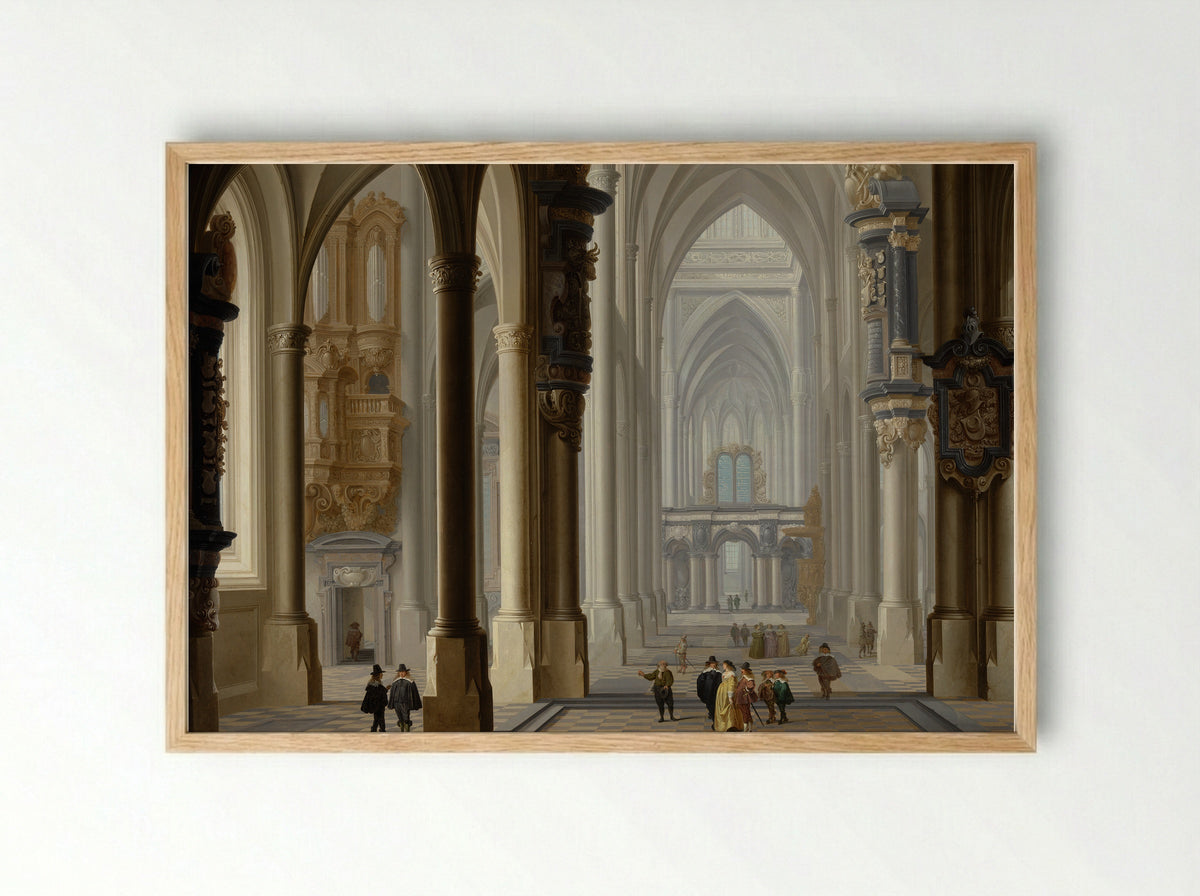 Beeldenstorm in een kerk - Dirck van Delen - Framed Print Wood