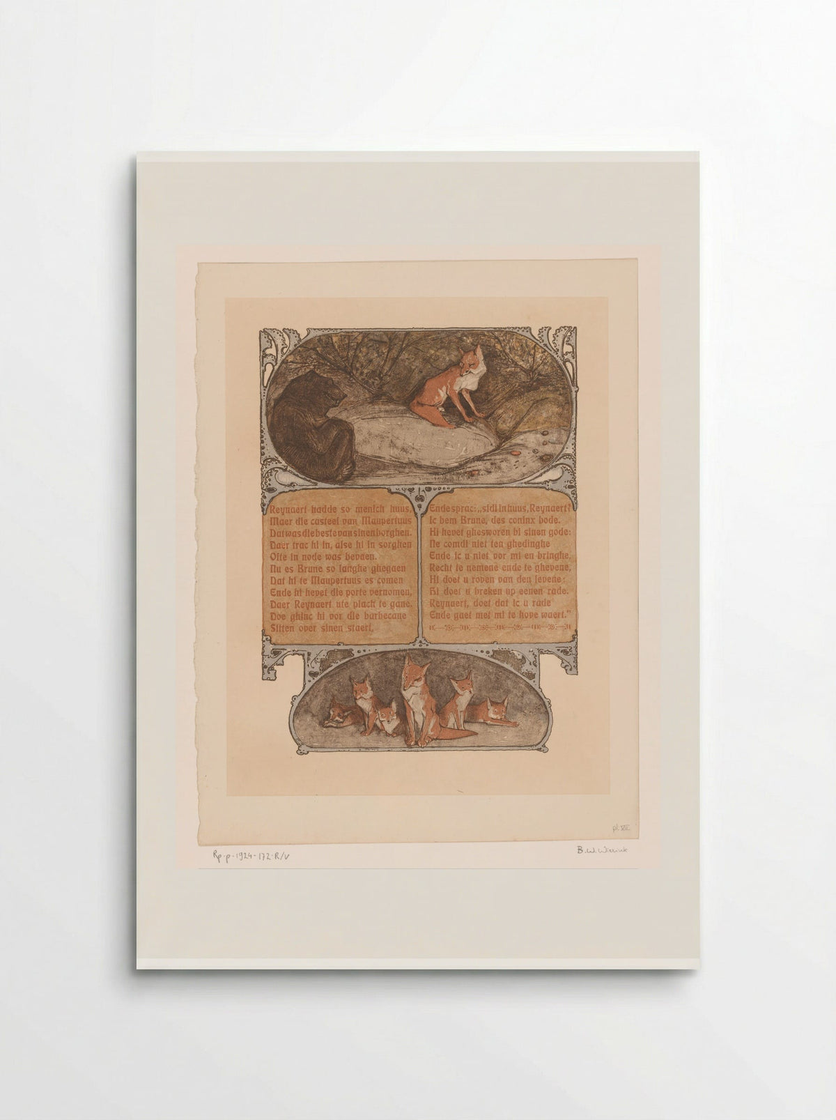 Beer (Bruun) en vos (Reinaert) - Bernard Willem Wierink - Poster