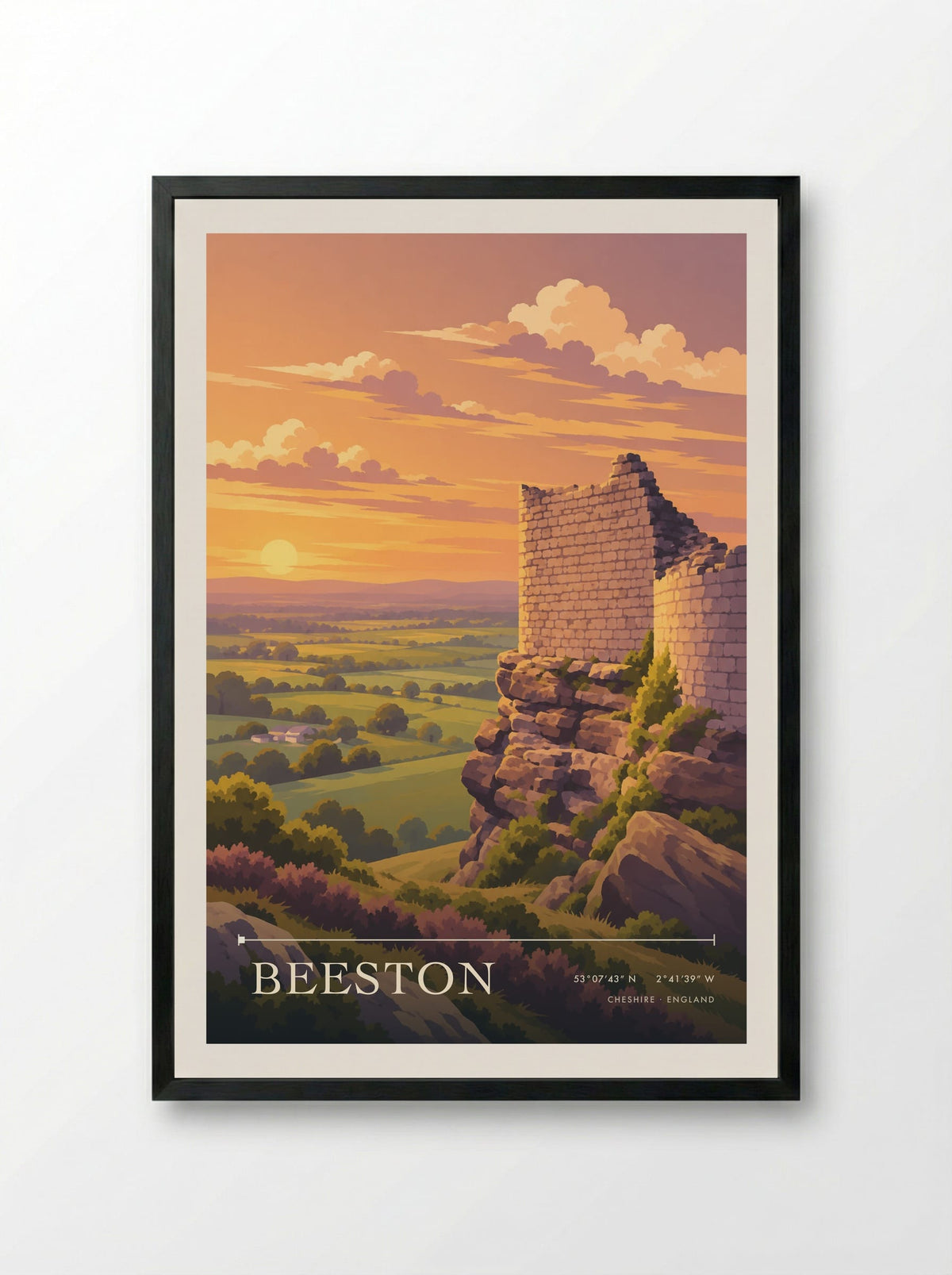 Beeston, Cheshire | Travel Poster - Framed Print Black