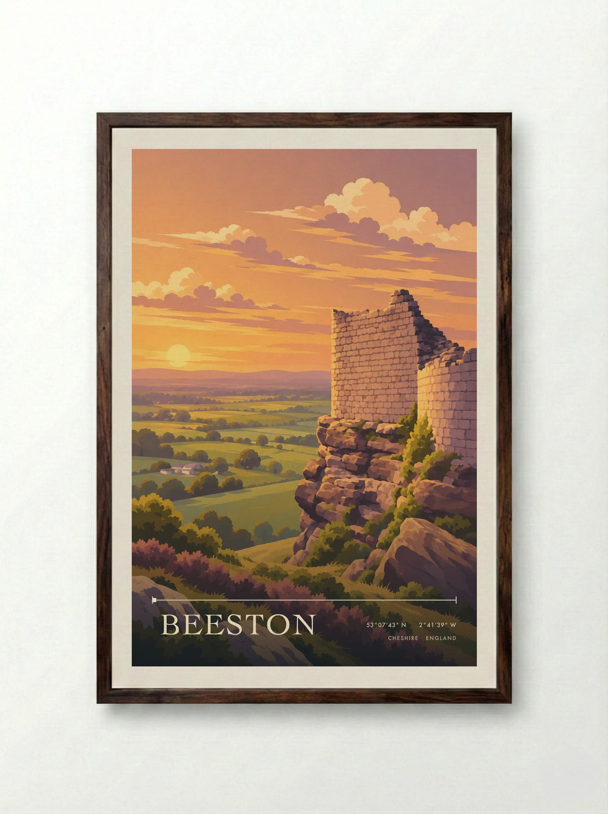 Beeston, Cheshire | Travel Poster - Framed Print Dark Wood
