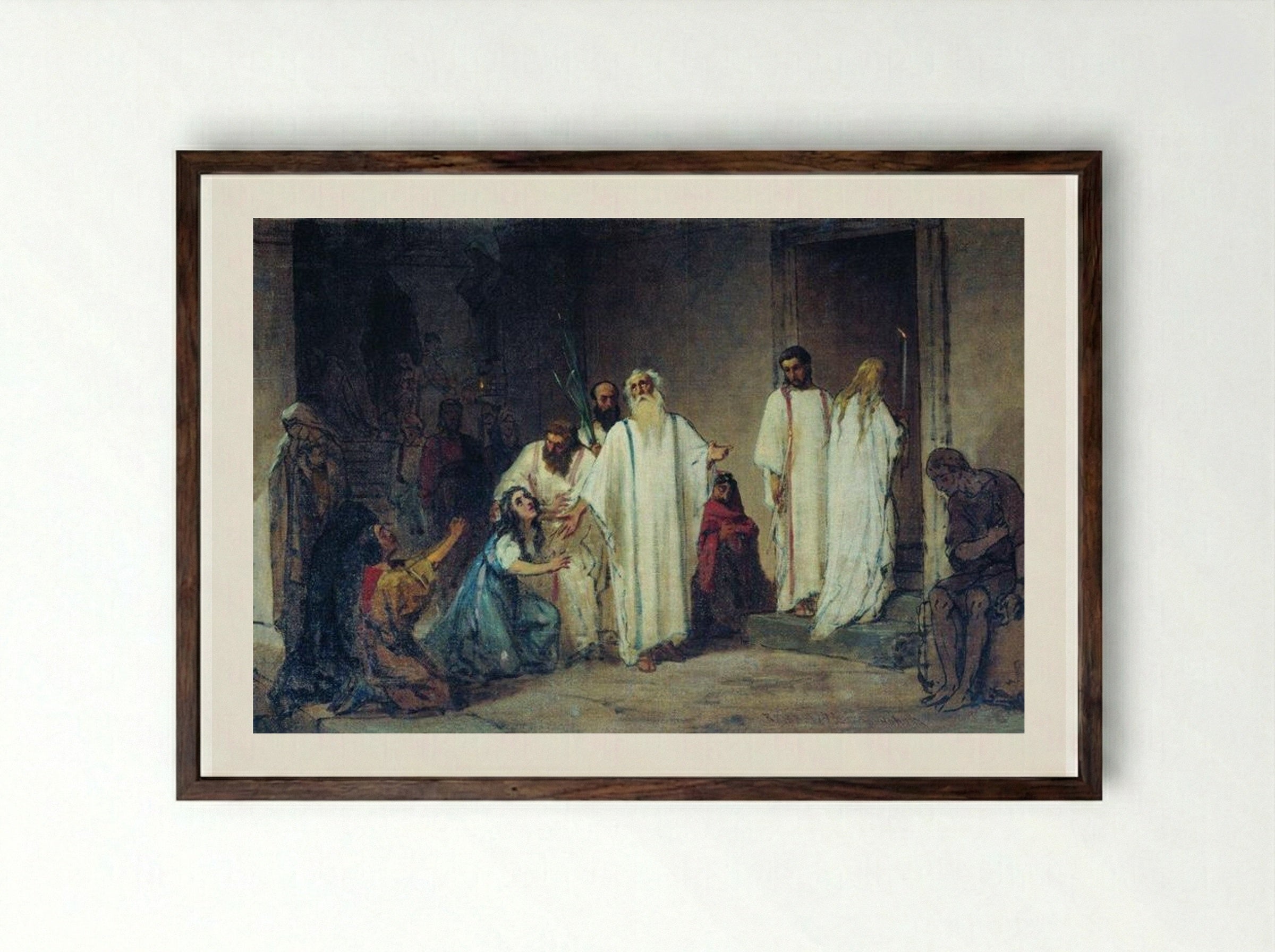 Before Entering the Arena - Fyodor Bronnikov - Framed Print Dark Wood