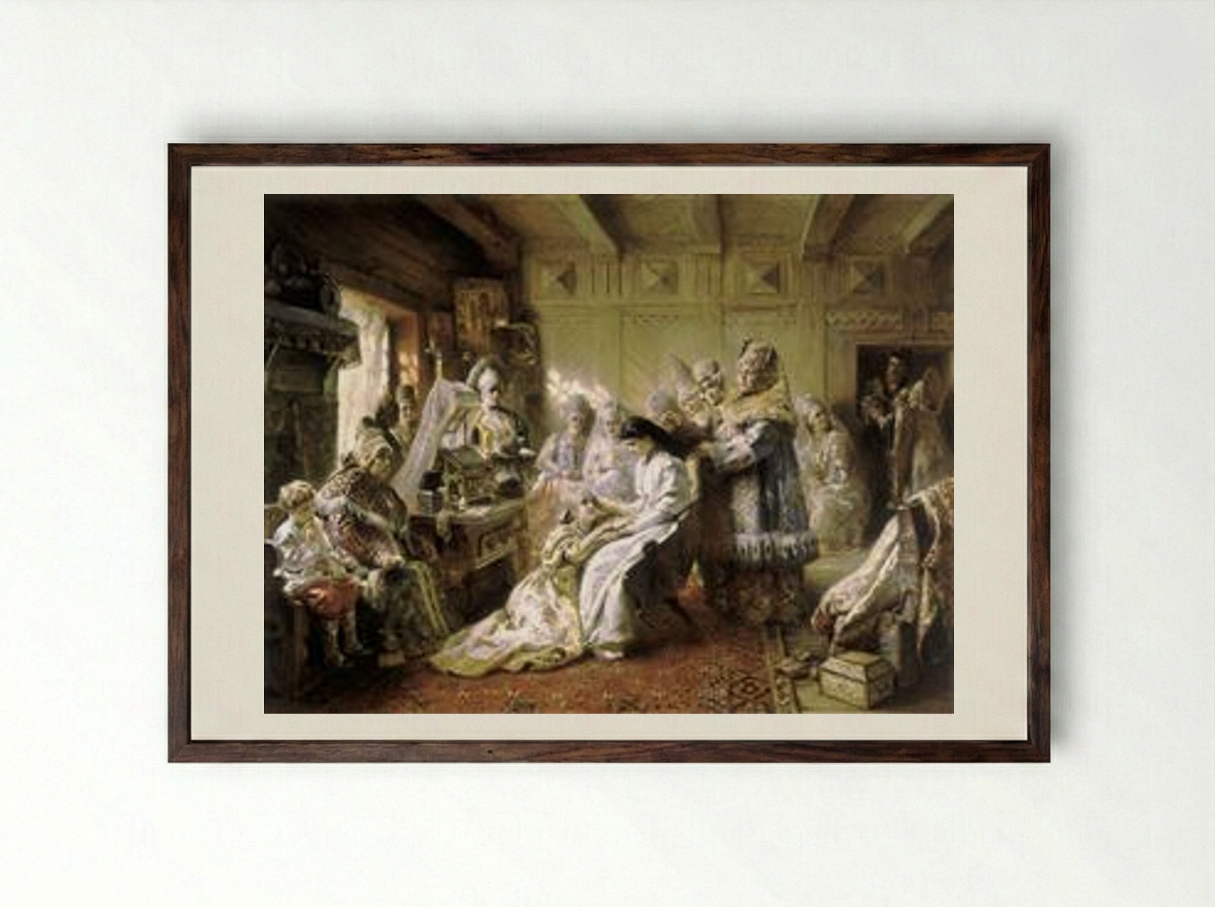 Before the Wedding - Konstantin Makovsky - Framed Print Dark Wood