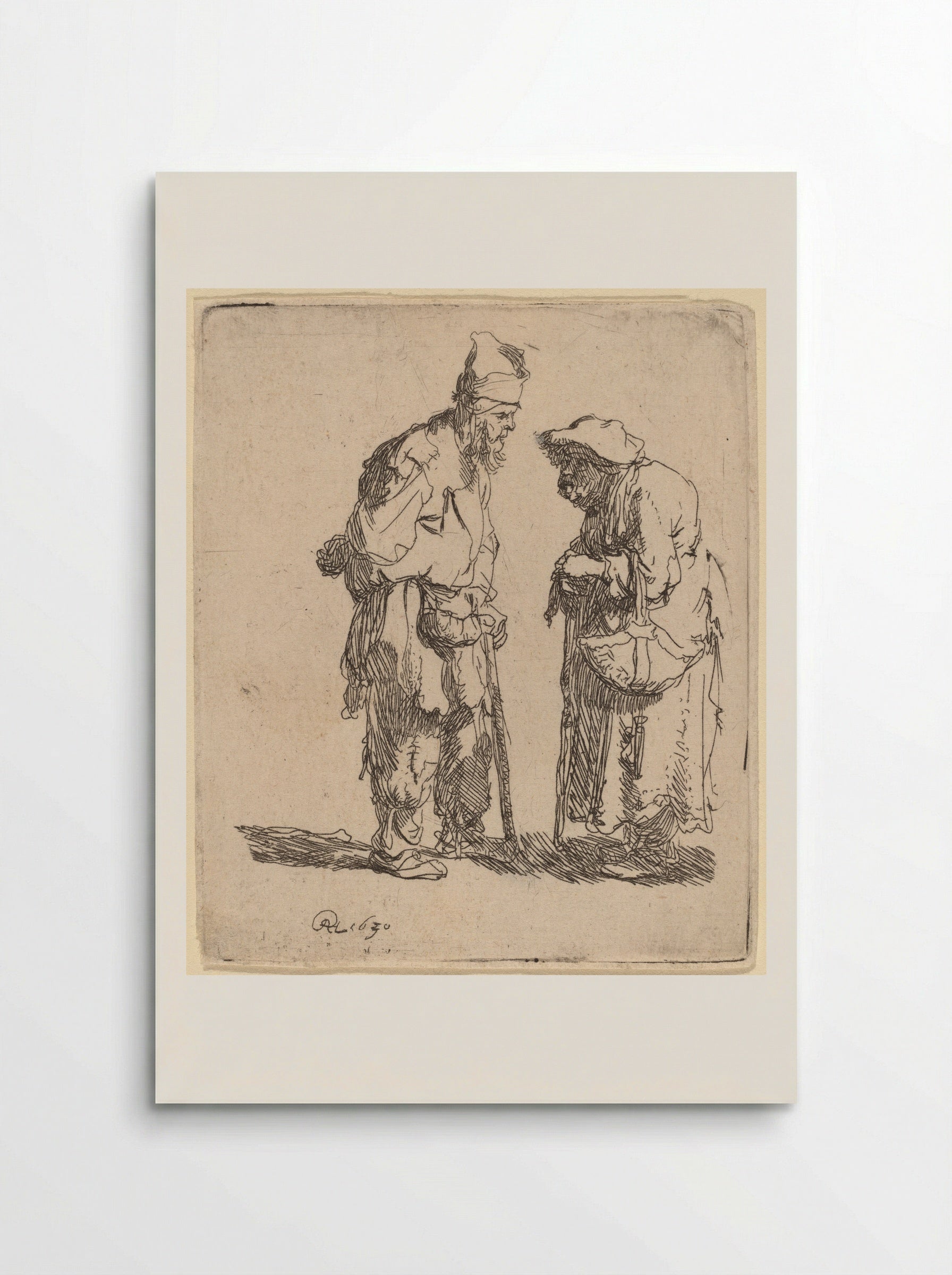 Beggar Man and Beggar Woman Conversing - Rembrandt Harmensz. van Rijn - Poster