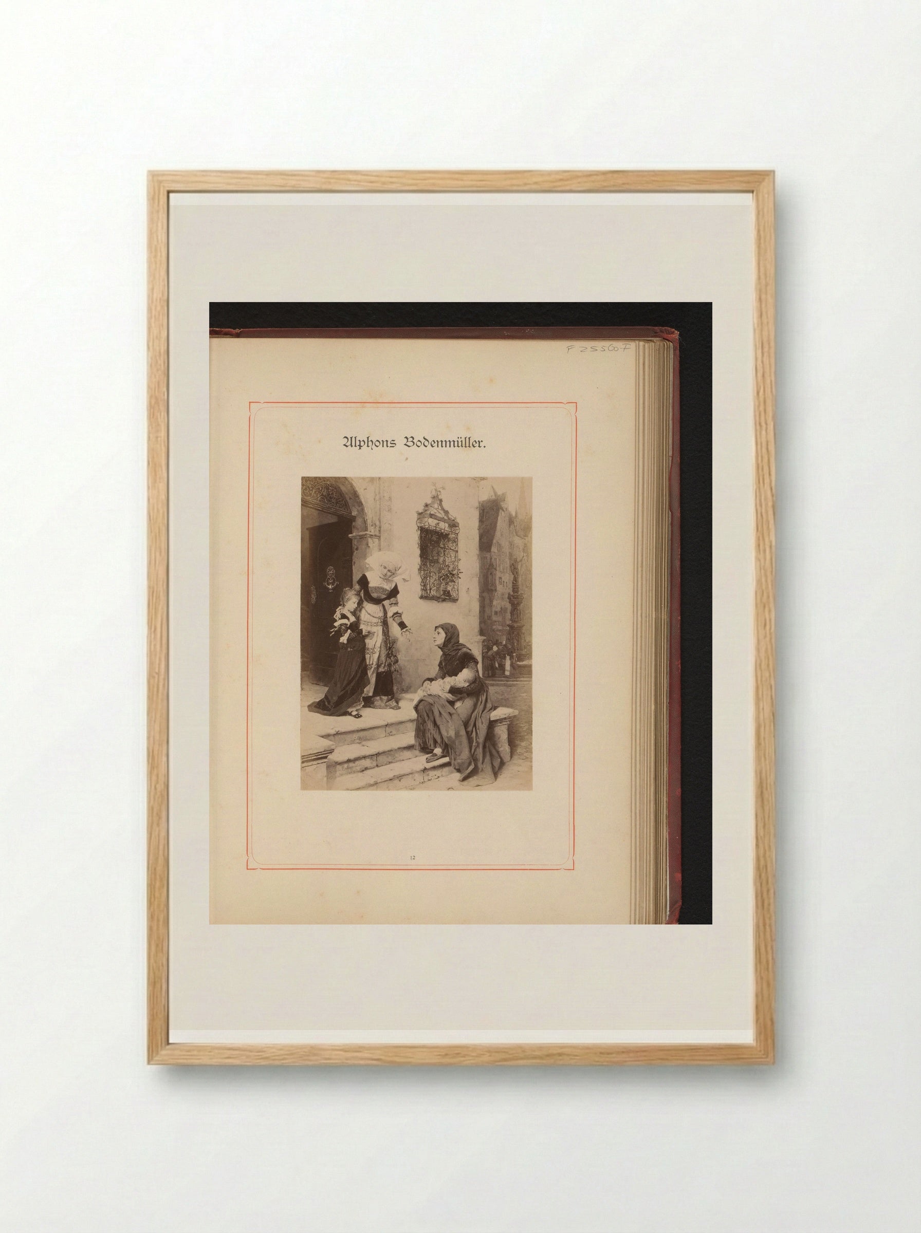 Beggar Woman with Child Before a House - Alphons Bodenmüller - Framed Print Wood