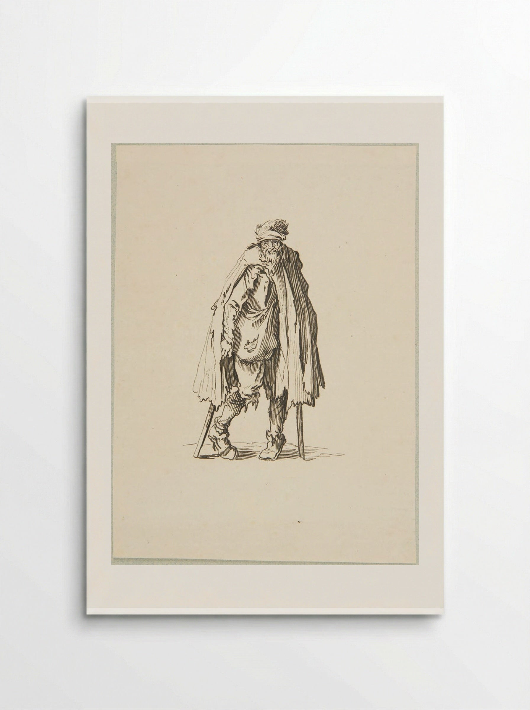 Beggar on Crutches with a Sack, after Callot - Adrian Ludwig Richter - Poster