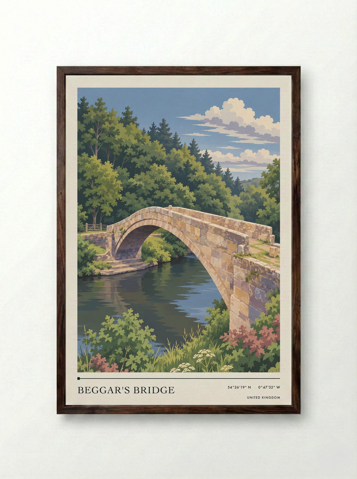 Beggar's Bridge | Travel Poster - Framed Print Dark Wood