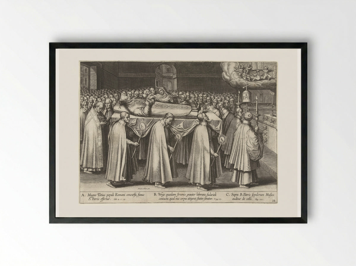 Begrafenis van Ignatius - Theodoor Galle - Framed Print Black