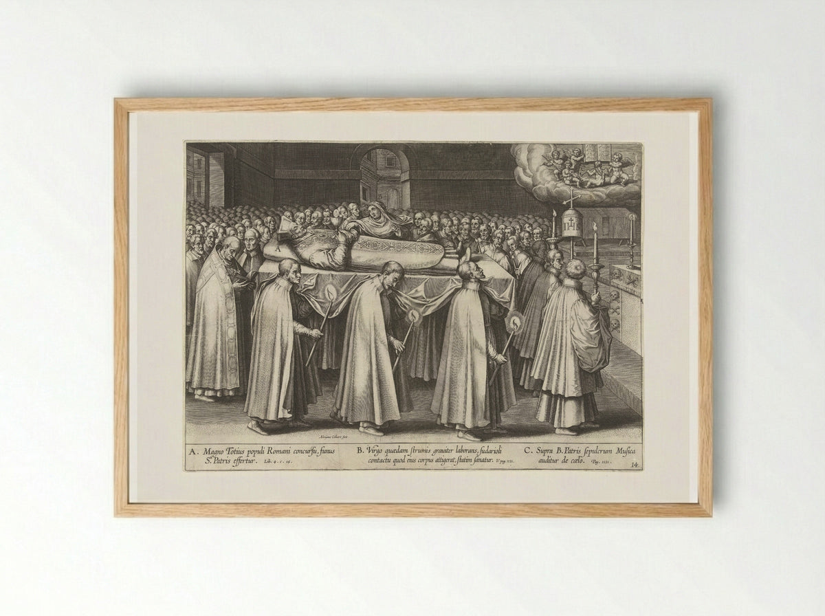 Begrafenis van Ignatius - Theodoor Galle - Framed Print Wood