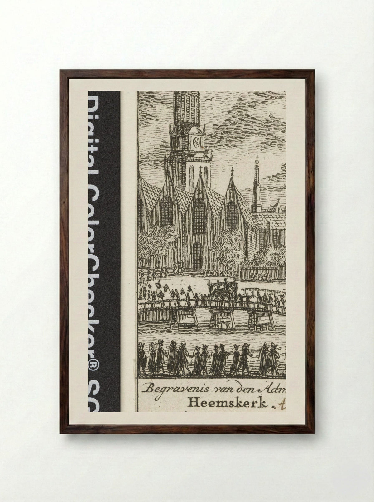 Begrafenis van Jacob van Heemskerck in de Oude Kerk te Amsterdam - Simon Fokke - Framed Print Dark Wood