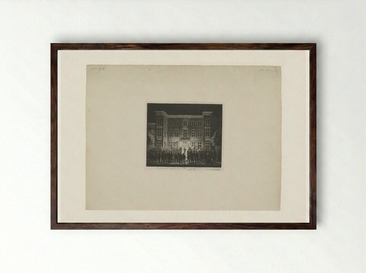 Begrafenis van de Delftsche academie, 30 juni 1864 - Jan Weissenbruch - Framed Print Dark Wood