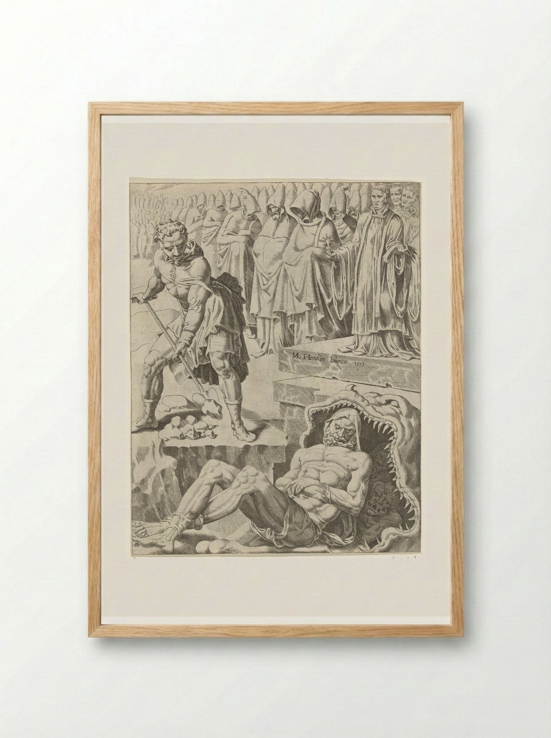Begrafenis van de rijke man - Dirck Volckertsz. Coornhert - Framed Print Wood