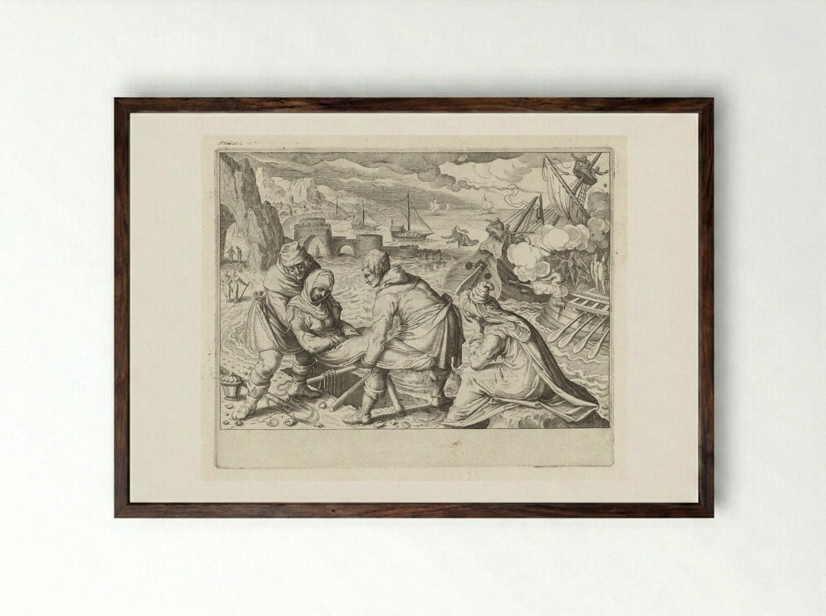 Begrafenis van de verdronken Hippo - Zacharias Dolendo - Framed Print Dark Wood