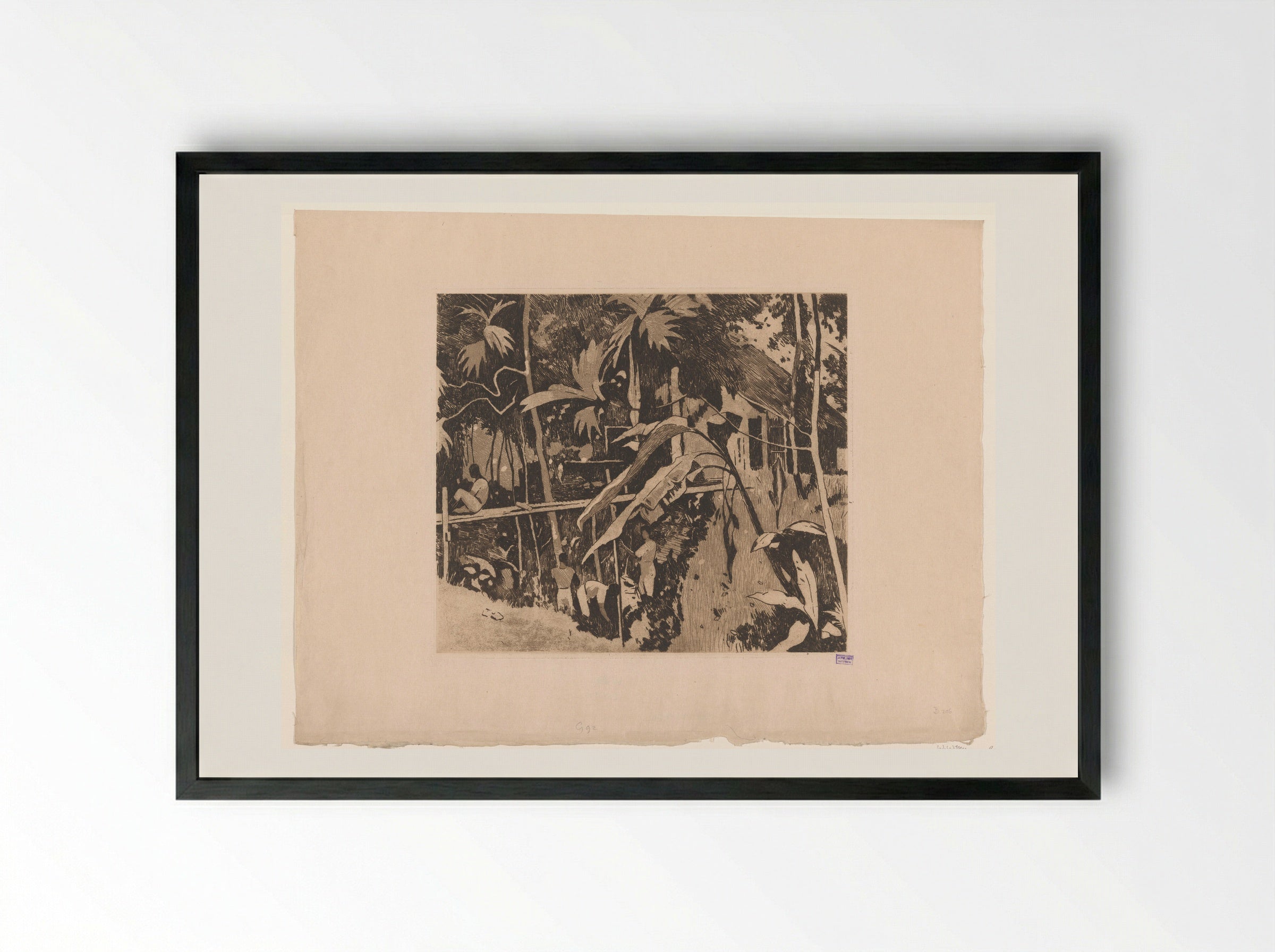 Begroeiing en een smalle brug in Buitenzorg - Willem Witsen - Framed Print Black