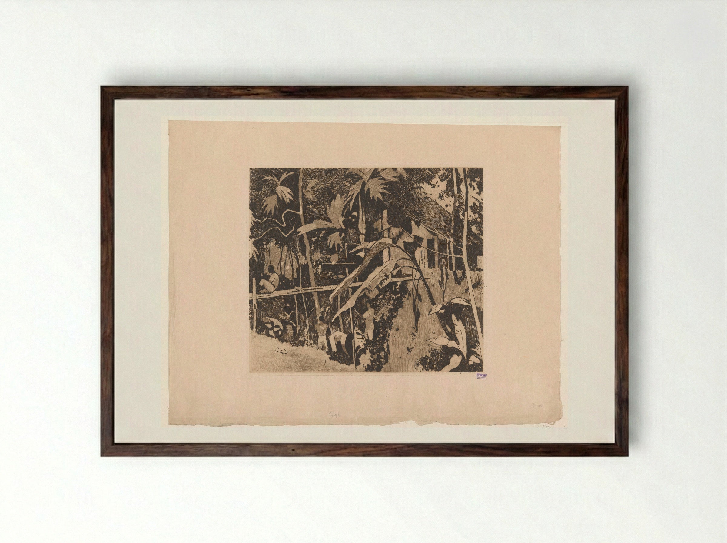 Begroeiing en een smalle brug in Buitenzorg - Willem Witsen - Framed Print Dark Wood