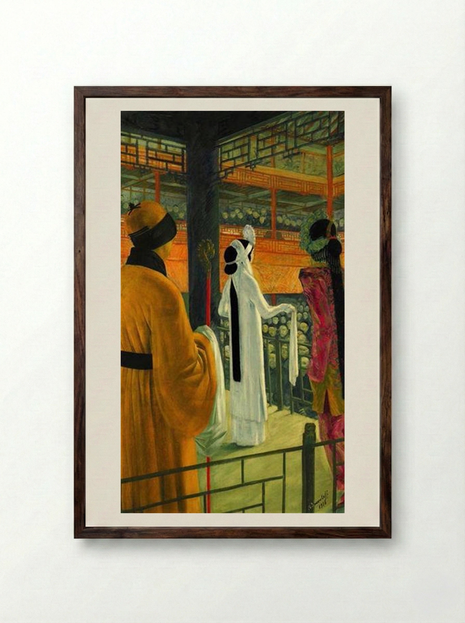 Beijing Opera - Alexandre Jacovleff - Framed Print Dark Wood