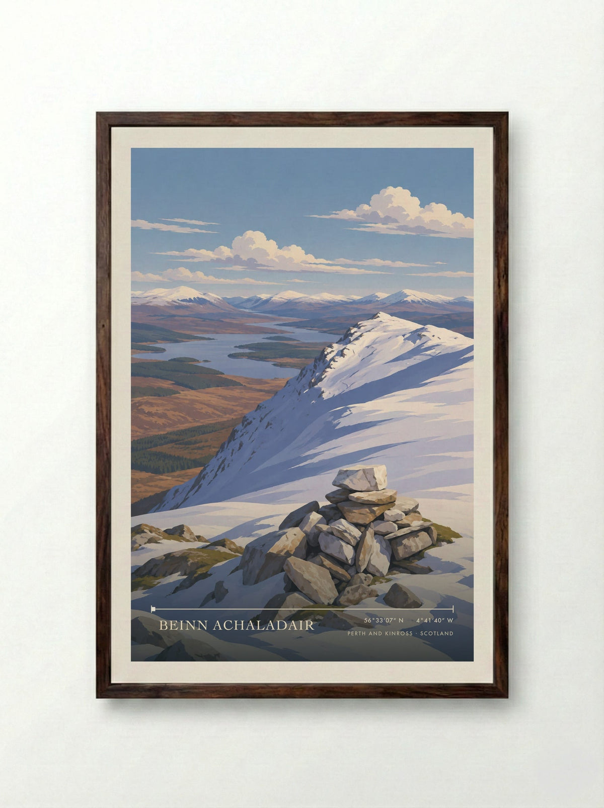 Beinn Achaladair, Perth and Kinross | Travel Poster - Framed Print Dark Wood