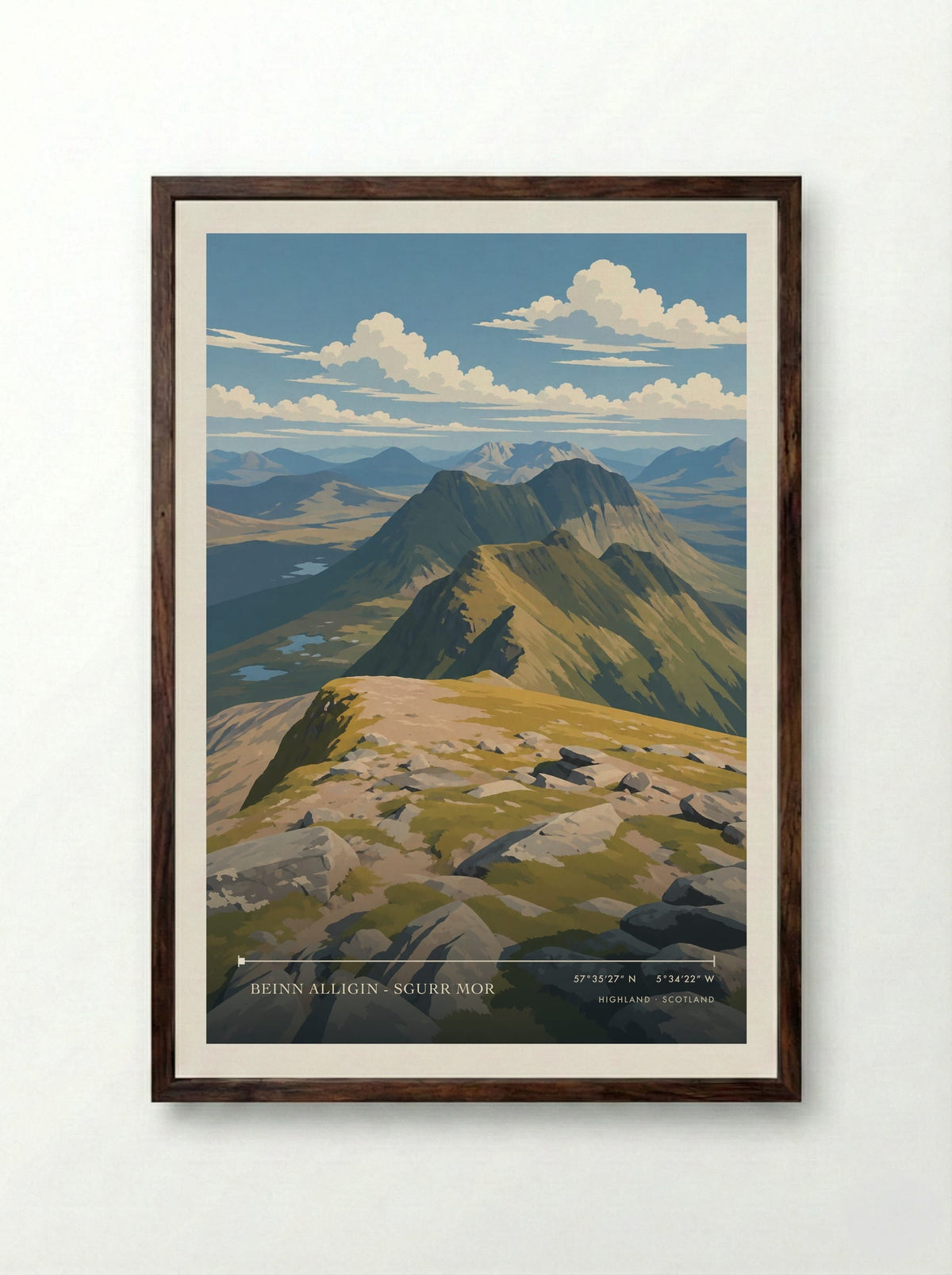 Beinn Alligin - Sgurr Mor, Highland | Travel Poster - Framed Print Dark Wood
