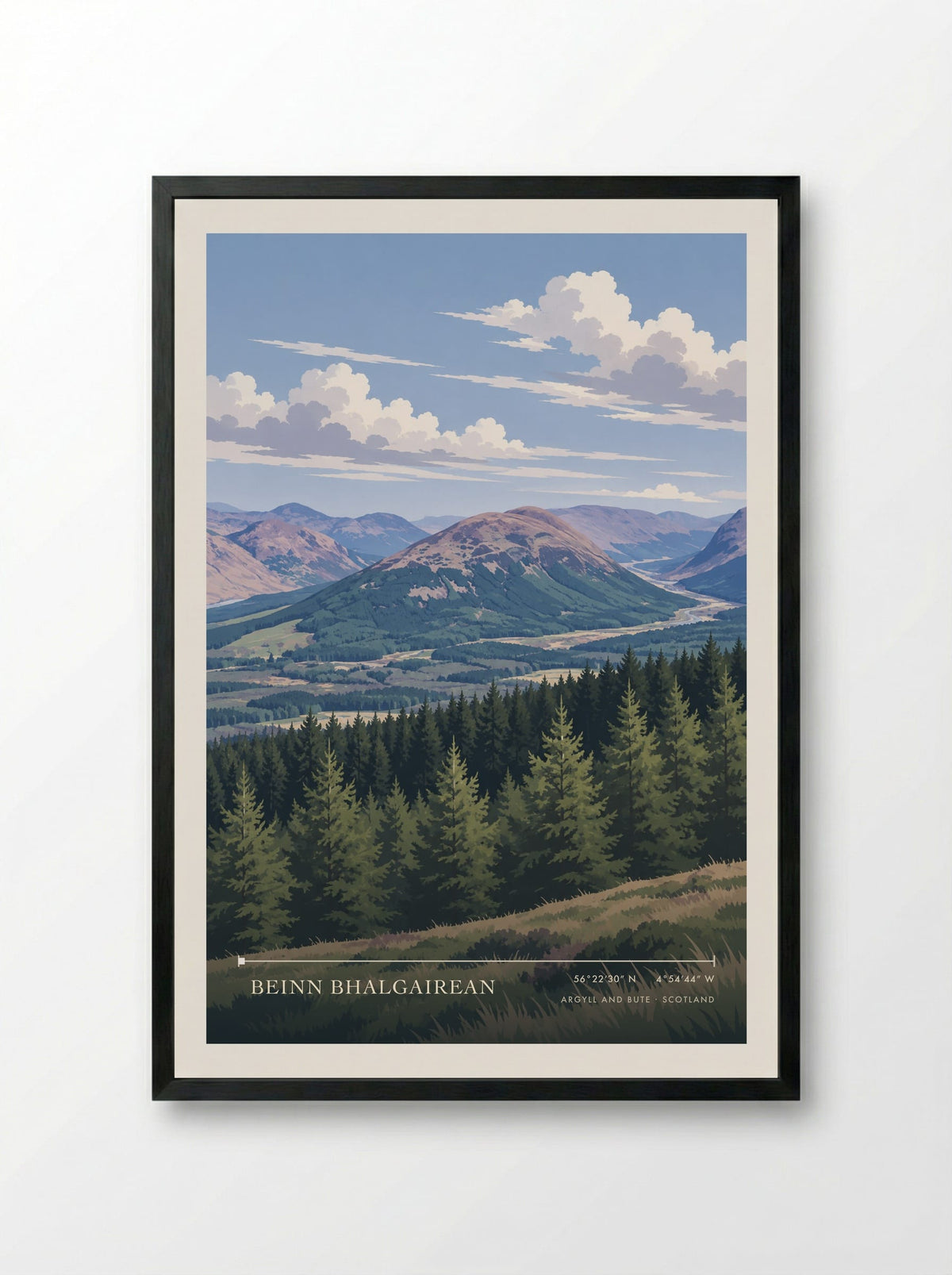 Beinn Bhalgairean, Argyll and Bute | Travel Poster - Framed Print Black