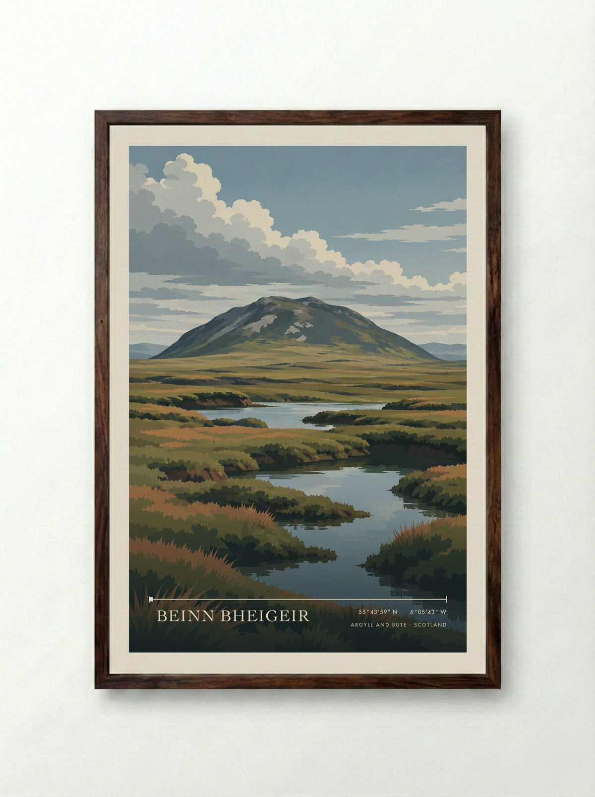 Beinn Bheigeir, Argyll and Bute | Travel Poster - Framed Print Dark Wood