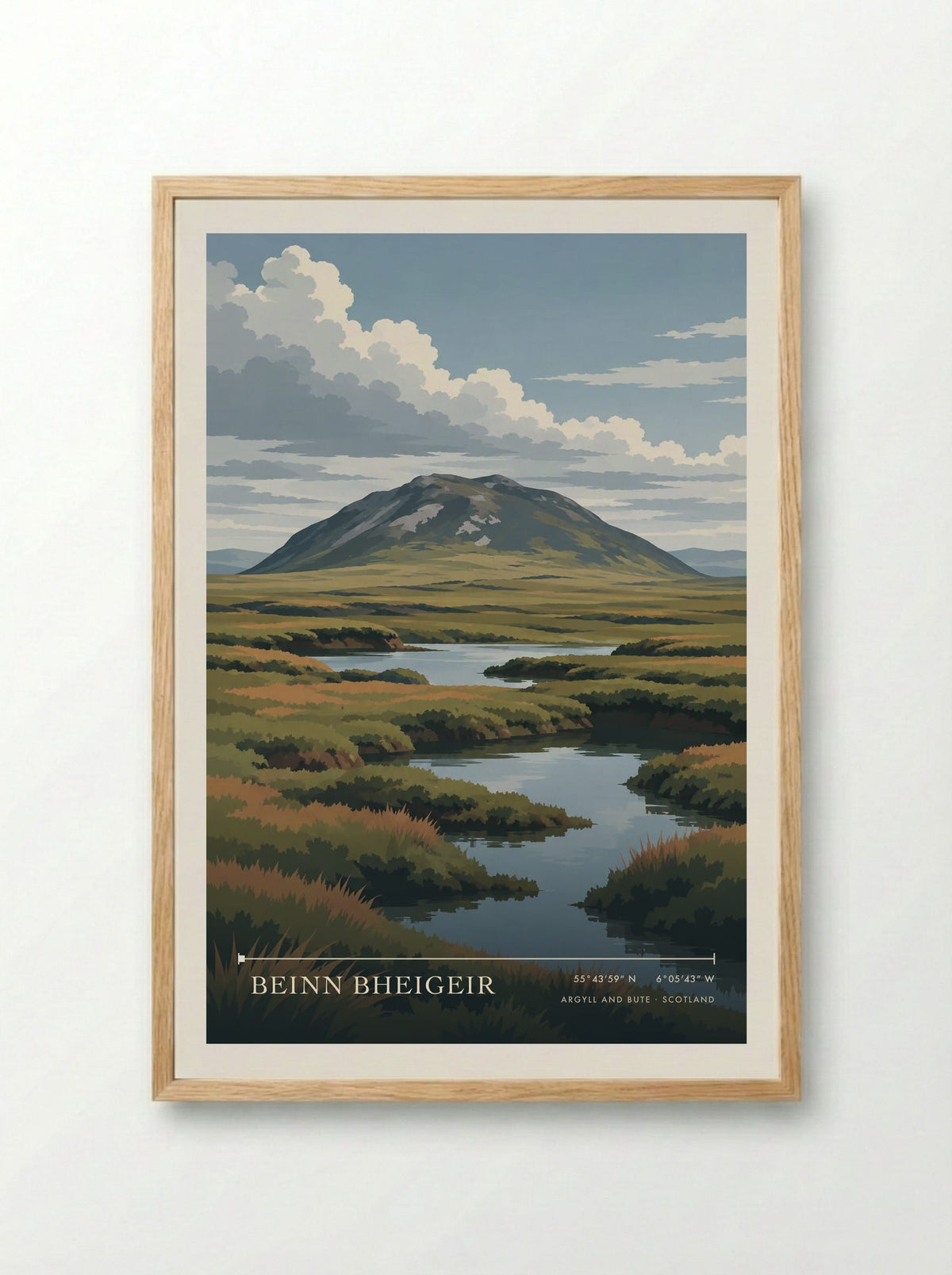 Beinn Bheigeir, Argyll and Bute | Travel Poster - Framed Print Wood