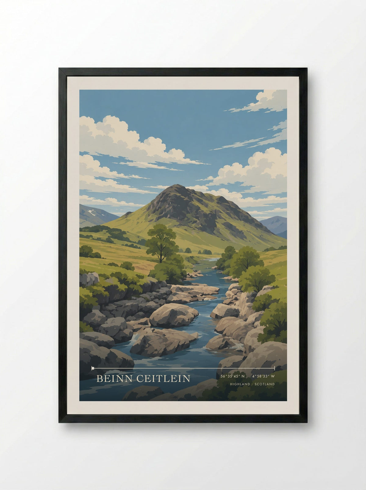 Beinn Ceitlein, Highland | Travel Poster - Framed Print Black