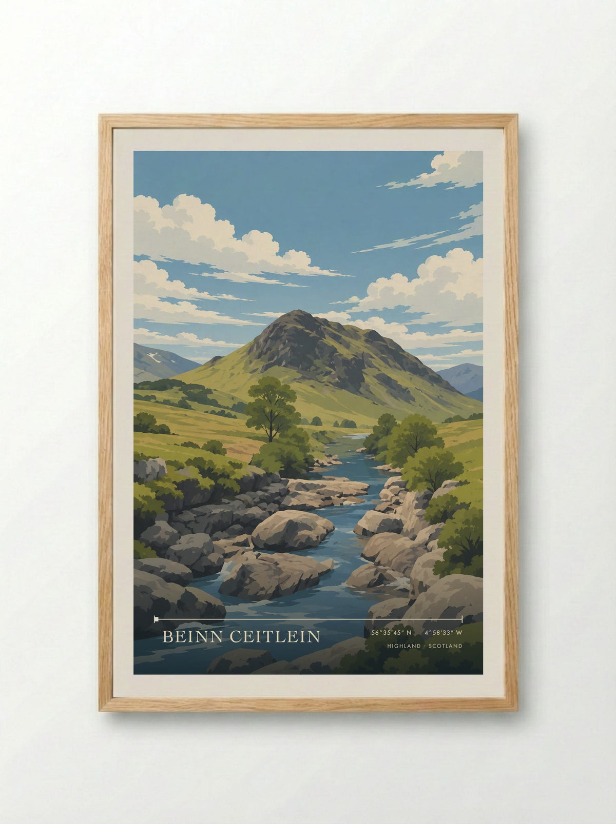 Beinn Ceitlein, Highland | Travel Poster - Framed Print Wood